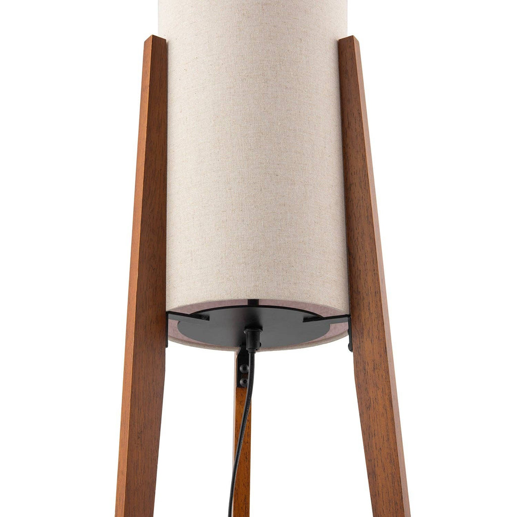 Decortieliving - Tripod Floor Lamp 130cm | Natural Linen Shade, Dark Wood Legs