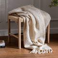 Decortieliving - Meta Faux Mohair Throw 130x180cm | Abstract Jacquard, Natural or Olive