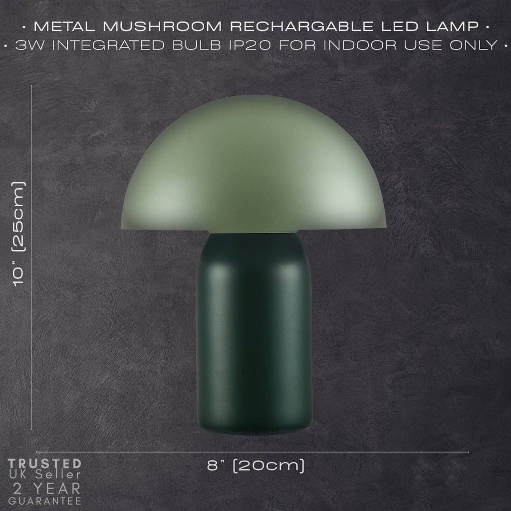 Decortieliving - Midnight Blue Mushroom Table Lamp 25cm | Rechargeable, Touch Dimmer