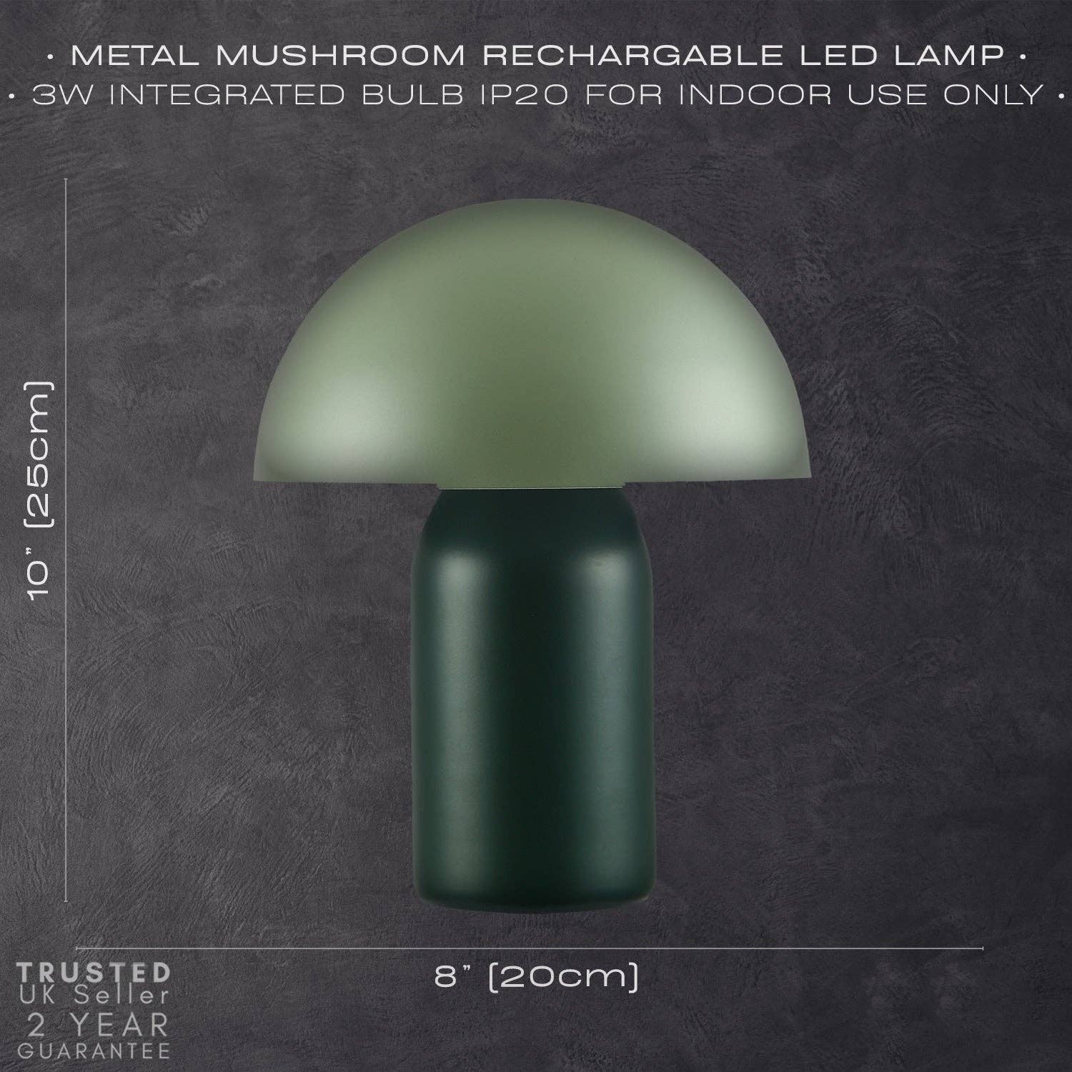 Decortieliving - Midnight Blue Mushroom Table Lamp 25cm | Rechargeable, Touch Dimmer