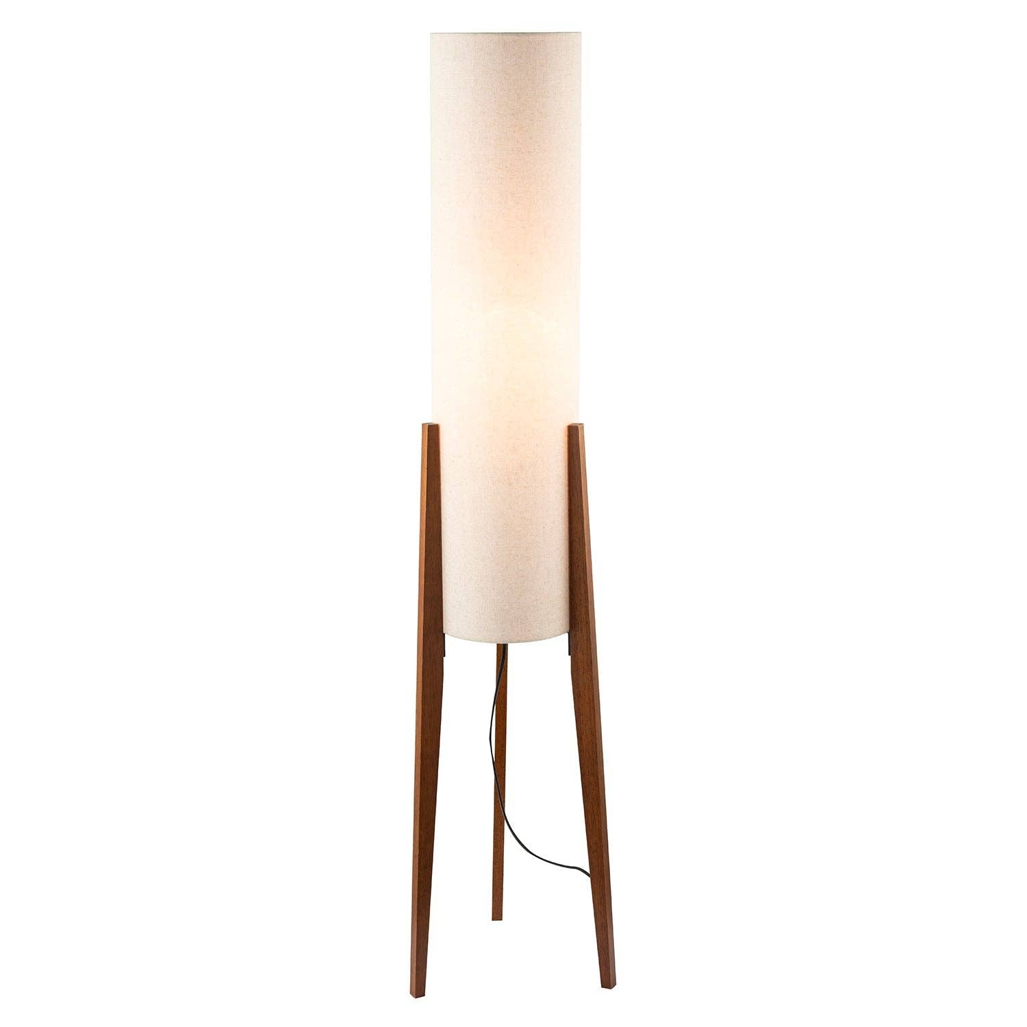 Decortieliving - Tripod Floor Lamp 130cm | Natural Linen Shade, Dark Wood Legs