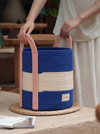 Decortieliving - Cotton Rope Storage Basket with Handles | Striped, Two Sizes