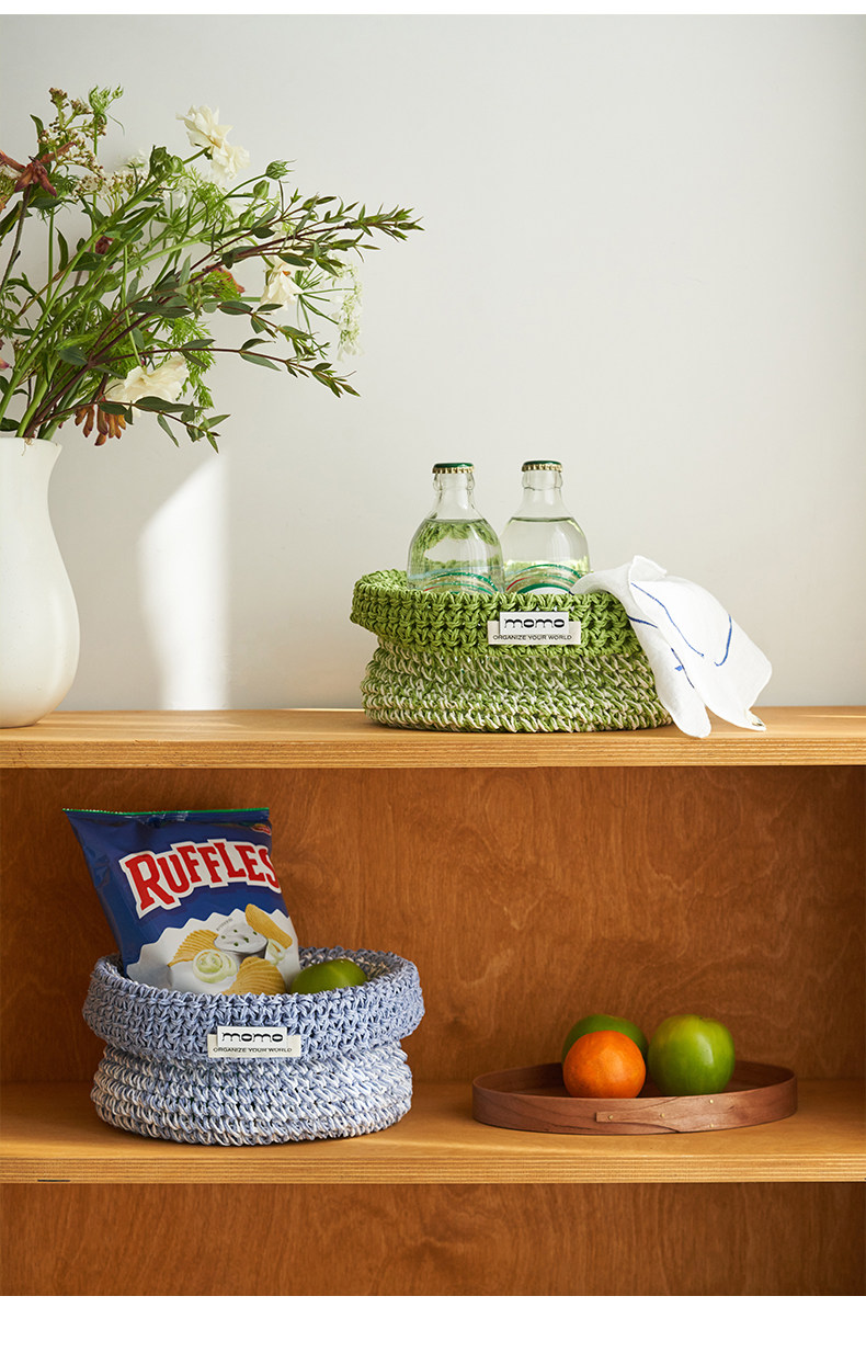 Decortieliving - Handwoven Raffia Basket 22cm | Desk & Shelf Organiser