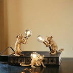 Decortieliving - Gold Mouse Night Light | Resin Table Lamp