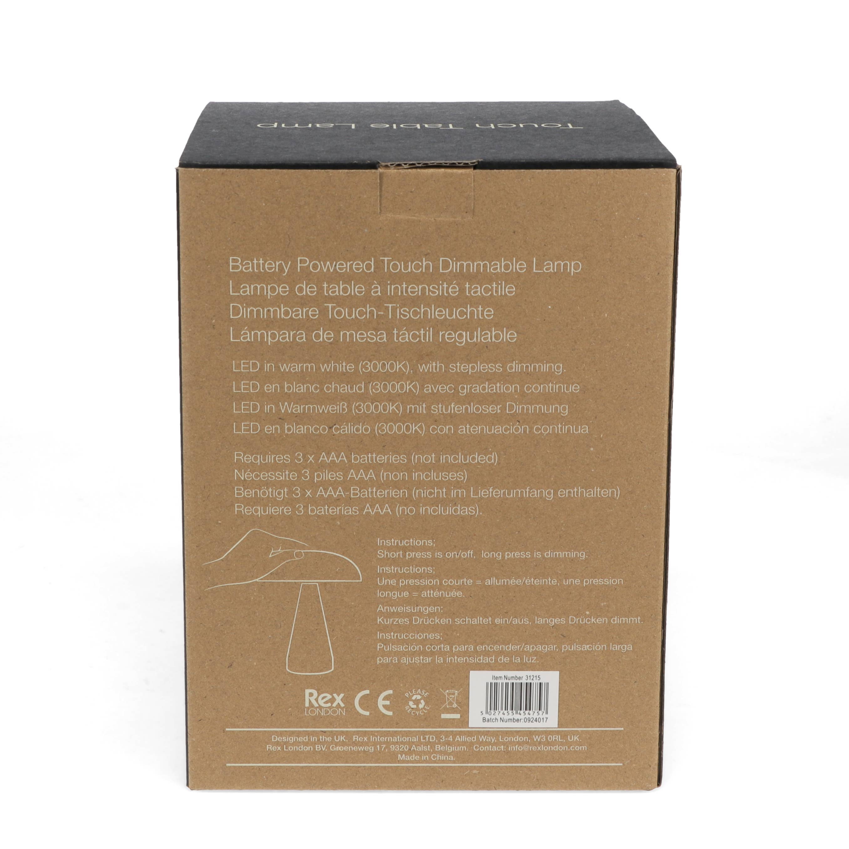 Decortieliving - Mushroom Touch Lamp | Cordless Dimmable Bedside Light