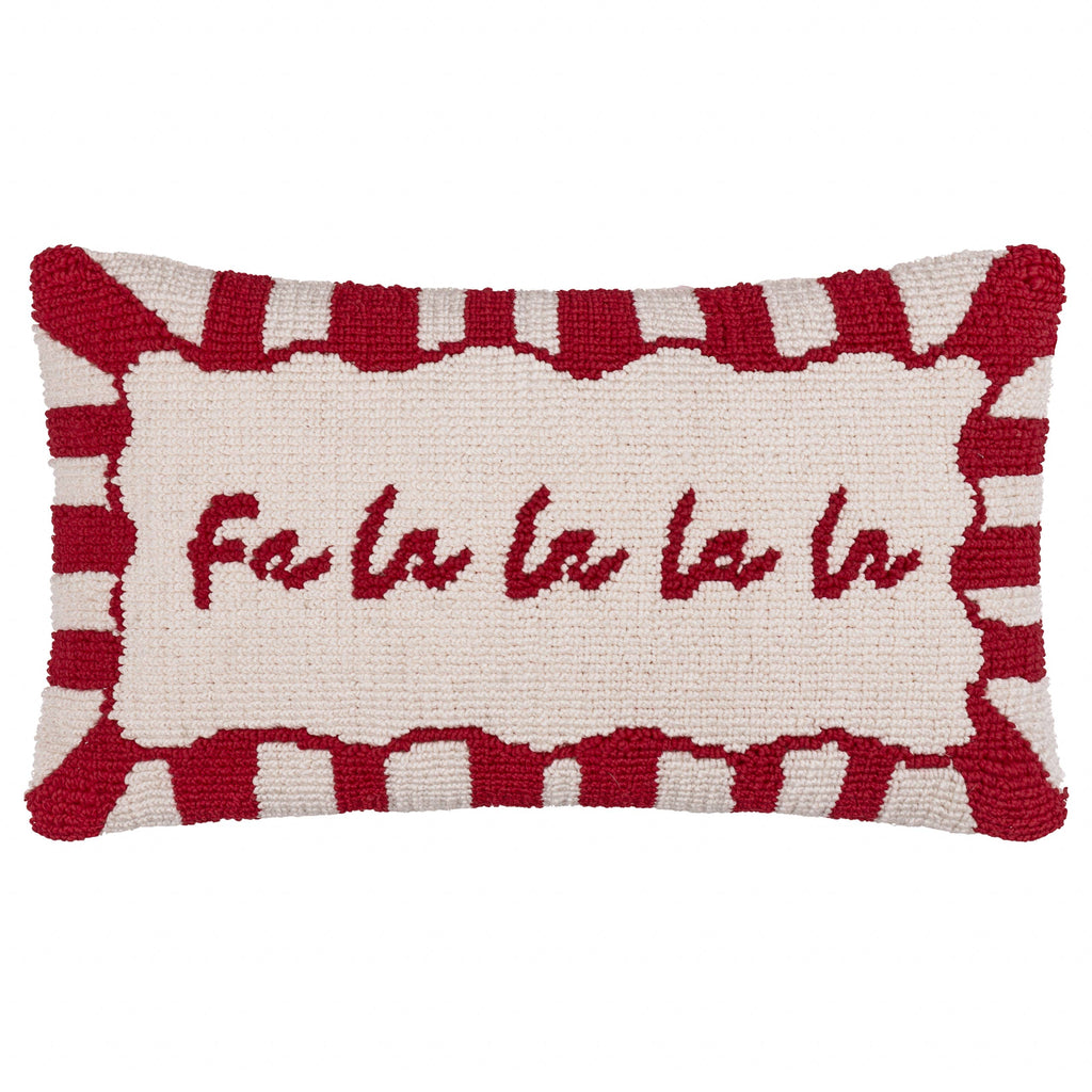 Decortieliving - Fa La La Christmas Cushion 30x50cm | Red Candy Stripe, Tufted