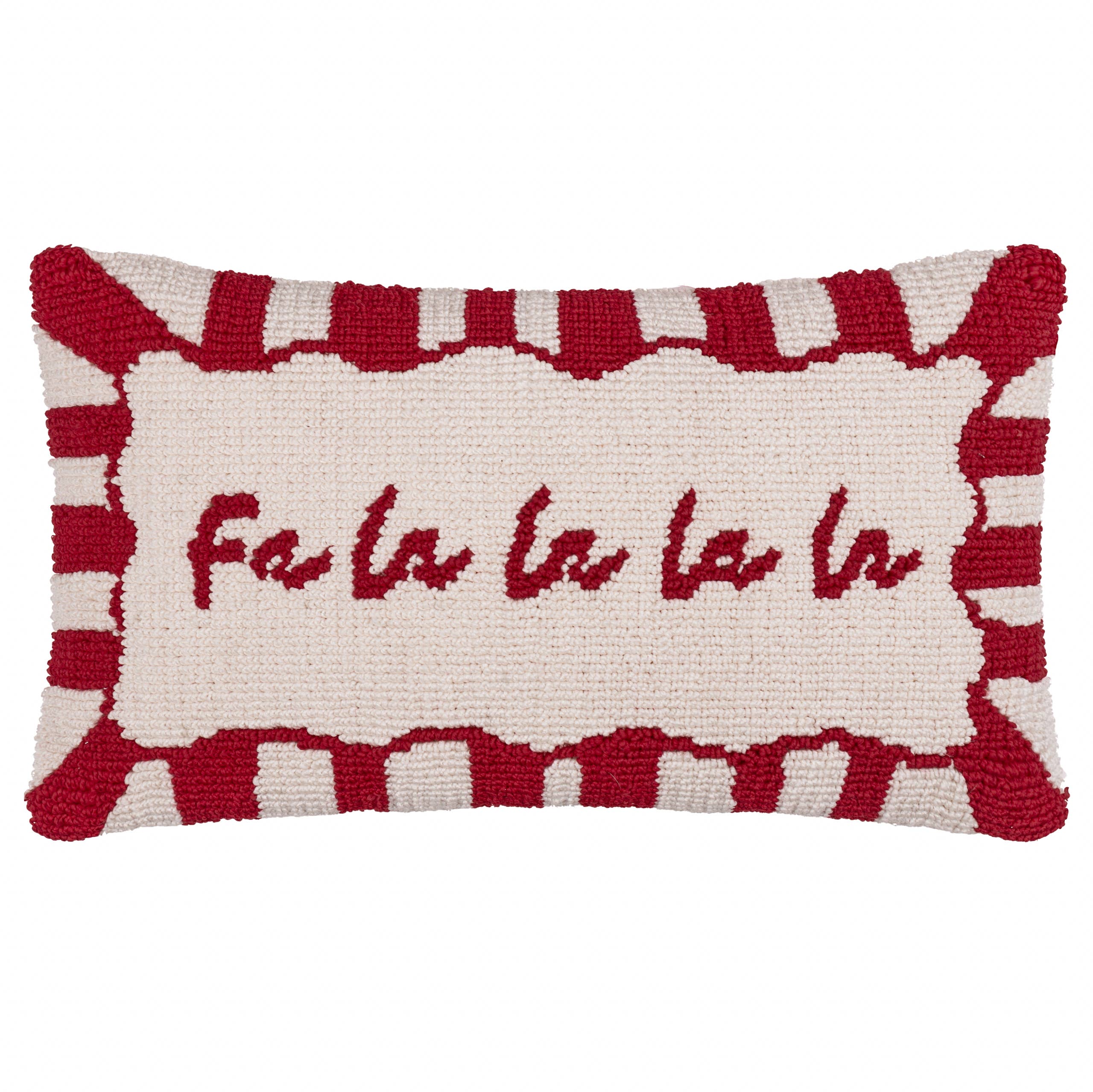 Decortieliving - Fa La La Christmas Cushion 30x50cm | Red Candy Stripe, Tufted