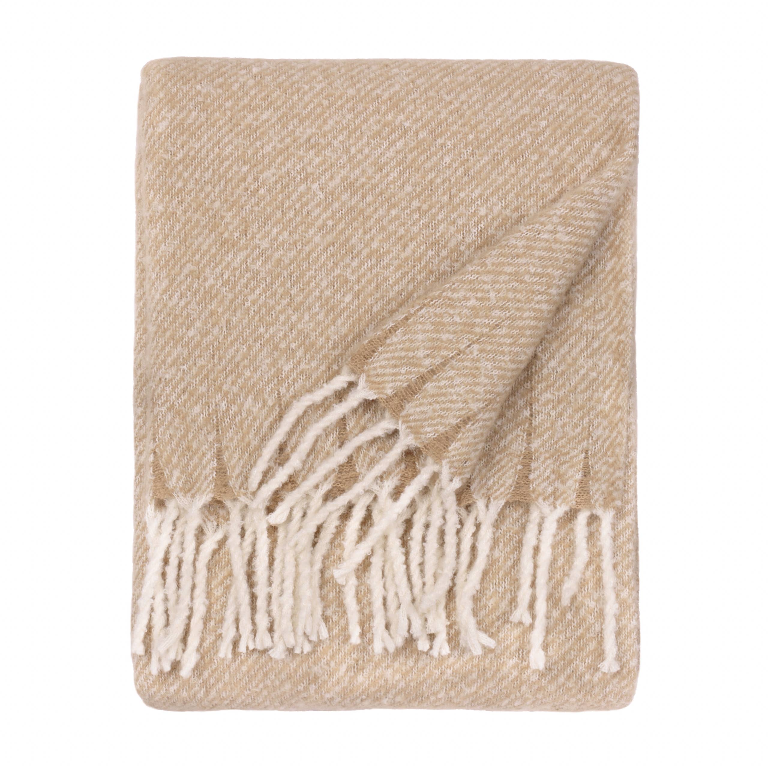 Decortieliving - Isla Woven Throw 130x180cm | Natural with Tassels