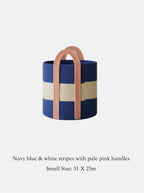 Decortieliving - Cotton Rope Storage Basket with Handles | Striped, Two Sizes