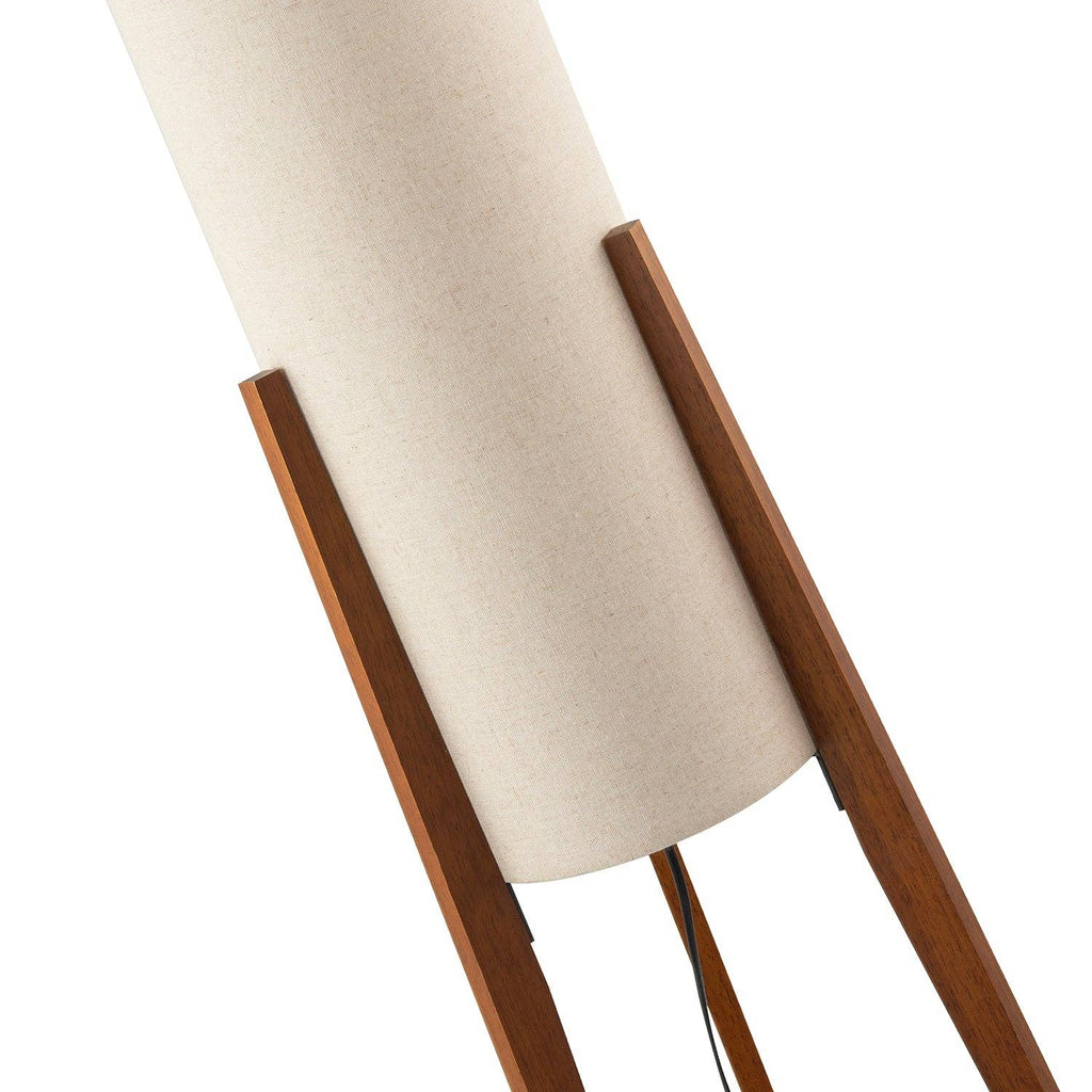 Decortieliving - Tripod Floor Lamp 130cm | Natural Linen Shade, Dark Wood Legs