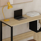 Decortieliving - Model 4 Working Table with 1 Square Shelf - Oak - Black Wood