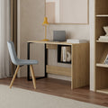 Decortieliving - Model 4 Working Table with 1 Square Shelf - Oak - Black Wood