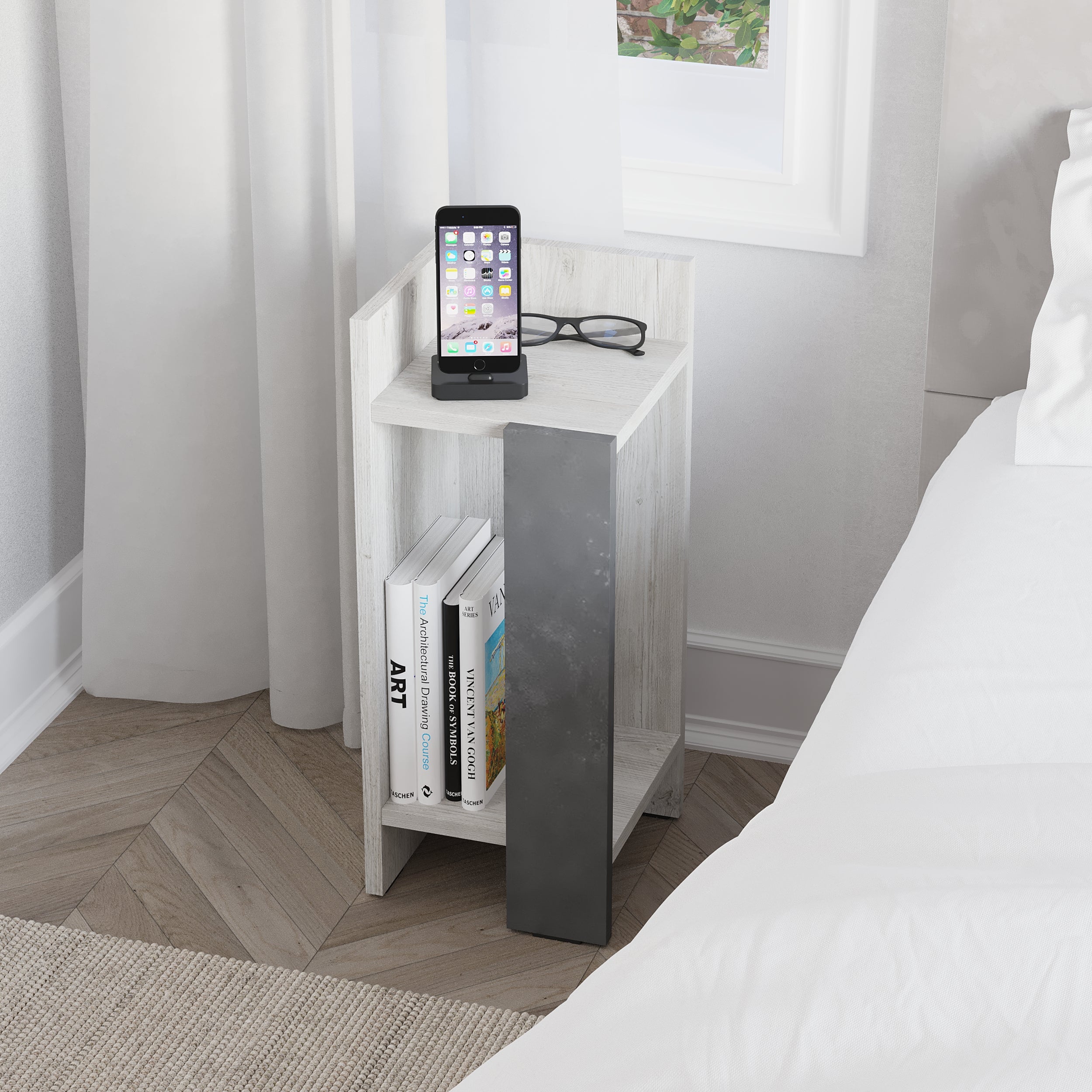Decortieliving - Elos Modern Bedside Table Left Module 25cm Narrow
