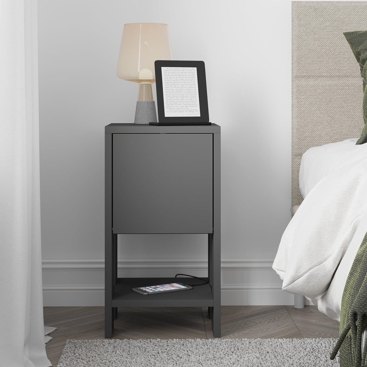 Decortieliving - Ema Modern Bedside Table Bedroom Furniture 30cm Width