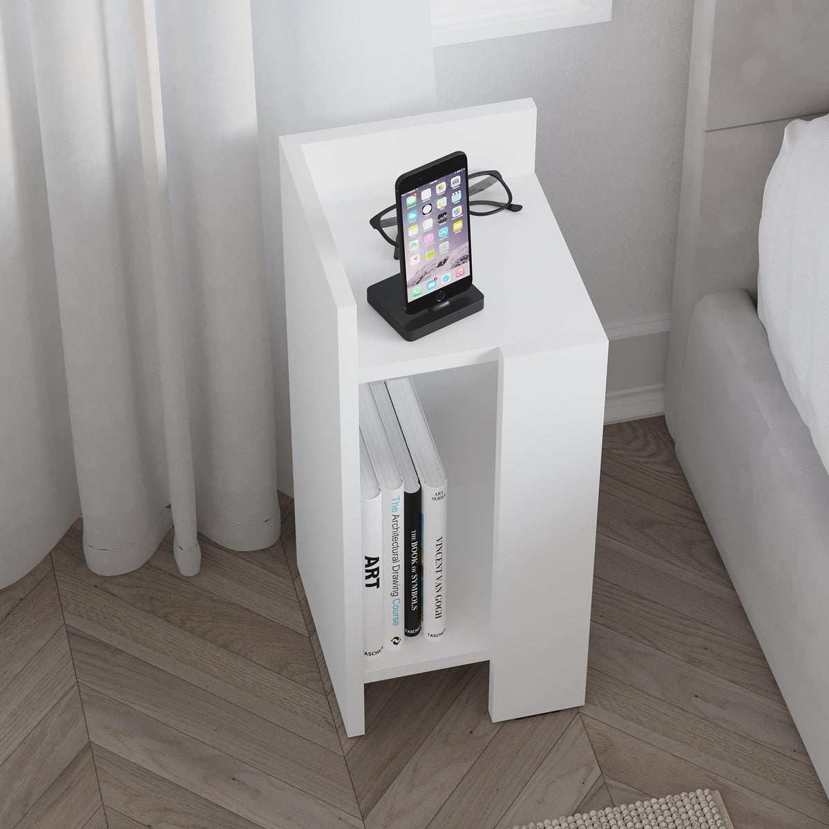 Decortieliving - Elos Modern Bedside Table Left Module 25cm Narrow