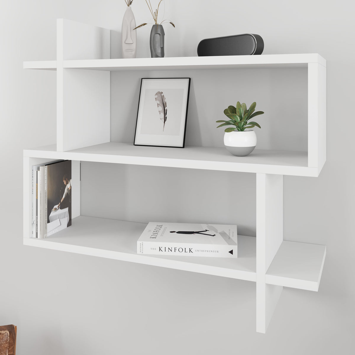 Decortieliving - Paralel Wall Mounted Modern Bookcase Display Unit Medium W 70 cm