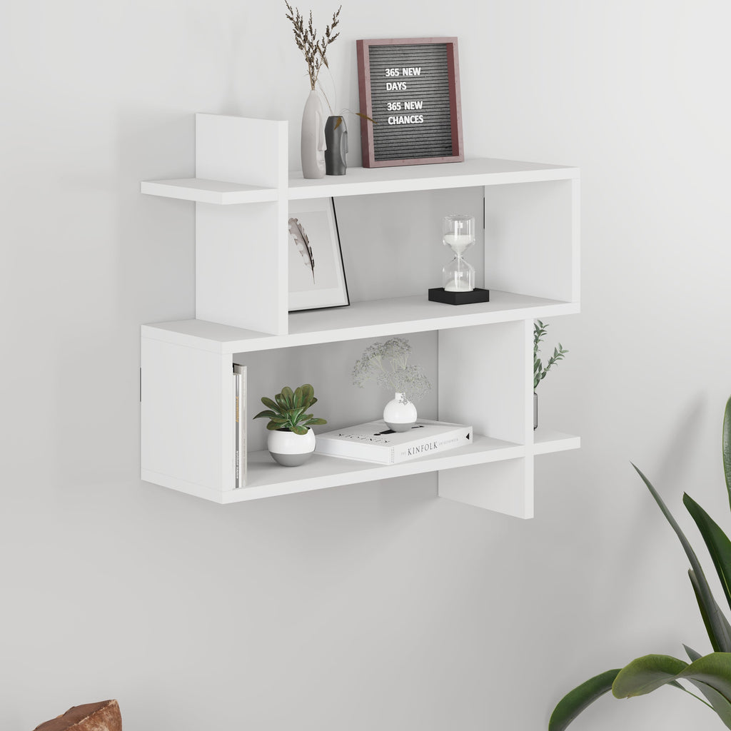 Decortieliving - Paralel Wall Mounted Modern Bookcase Display Unit Medium W 70 cm