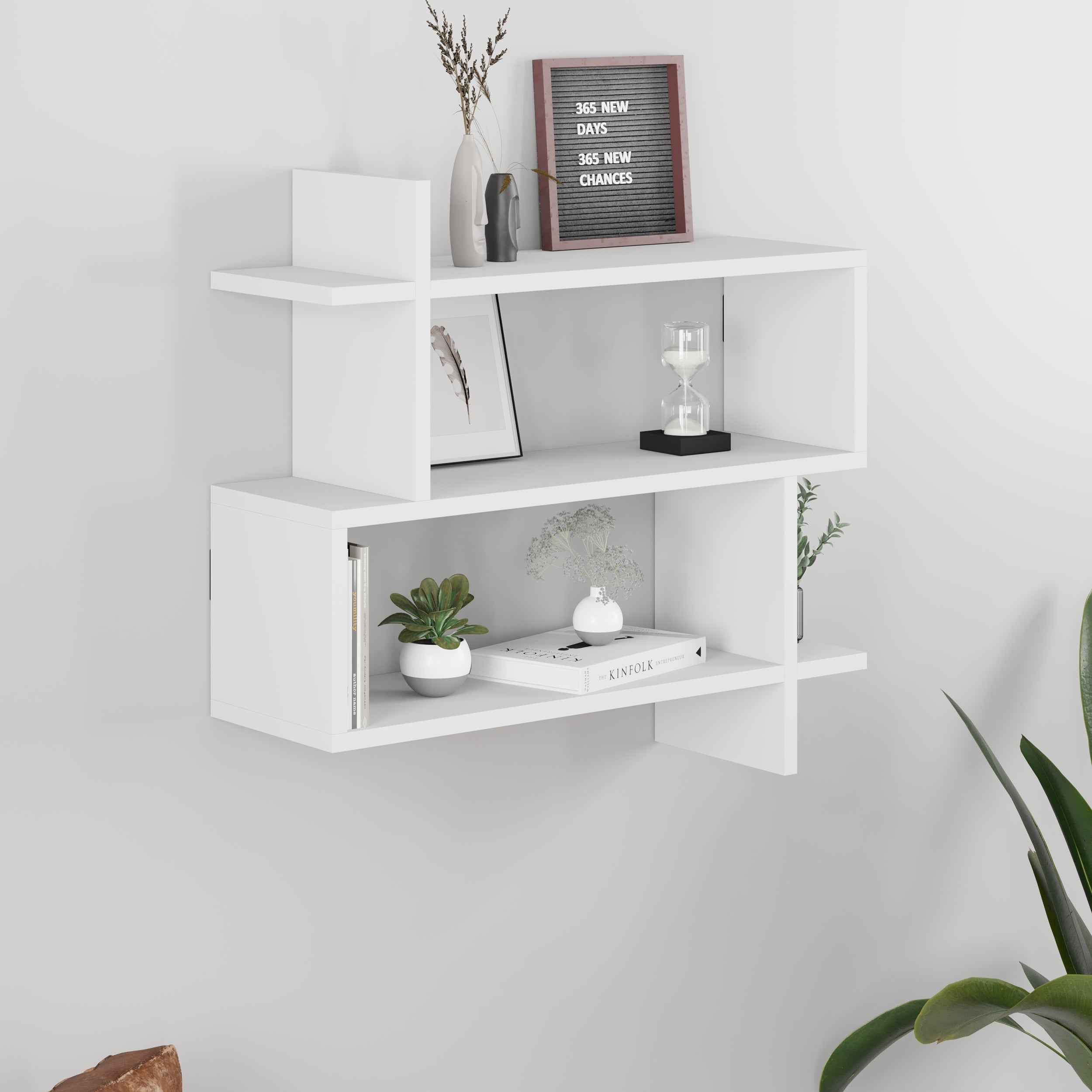 Decortieliving - Paralel Wall Mounted Modern Bookcase Display Unit Medium W 70 cm