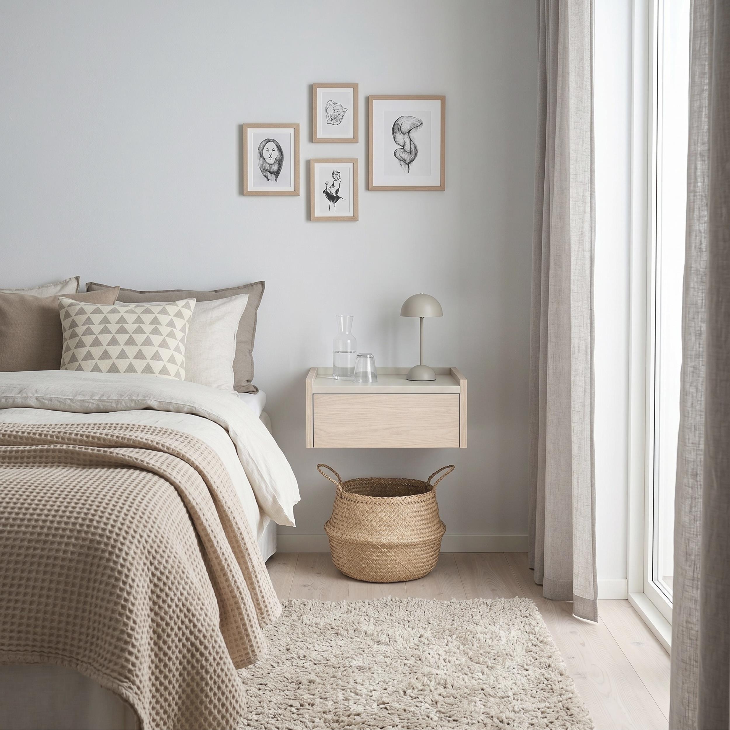 Decortieliving - Brisa Floating Bedside Table with Drawer and Top Shelf