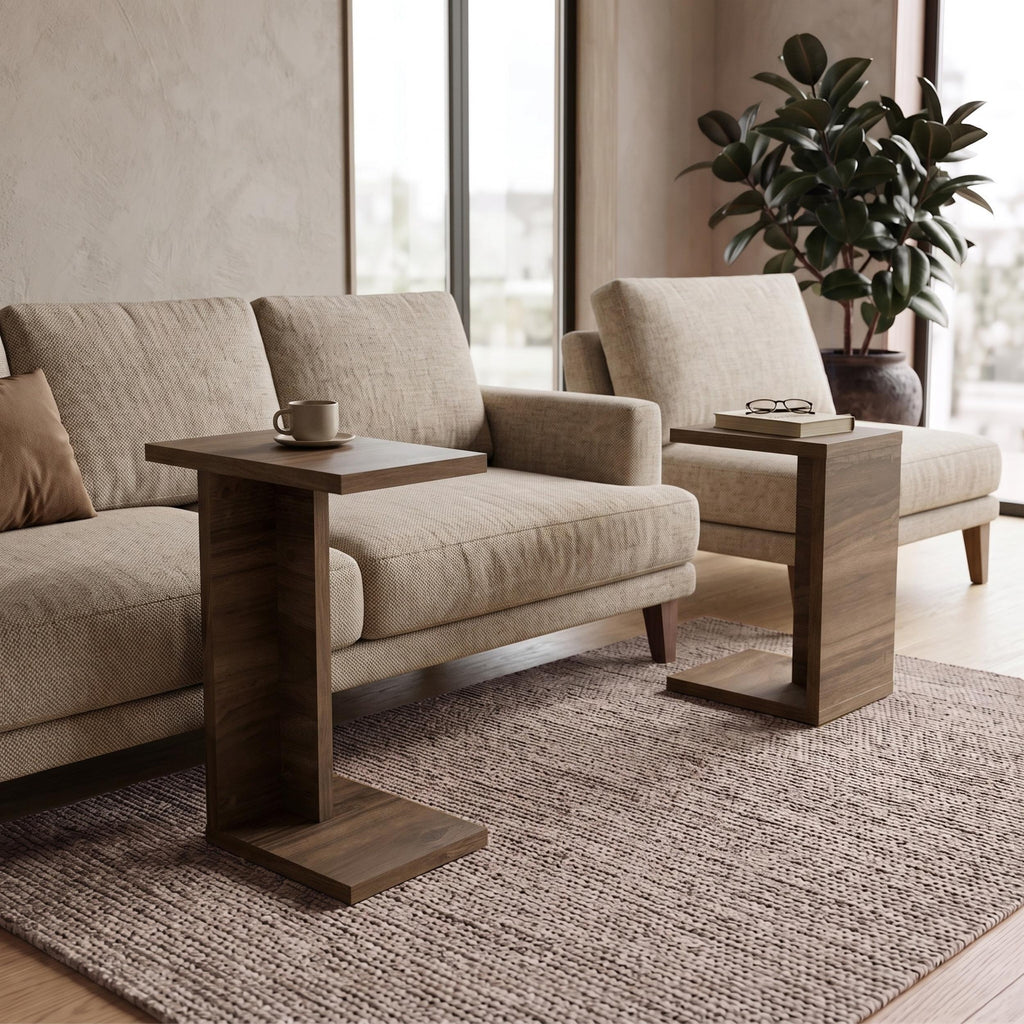Decortieliving - Nero C-Shaped 2-Part Side Table Set