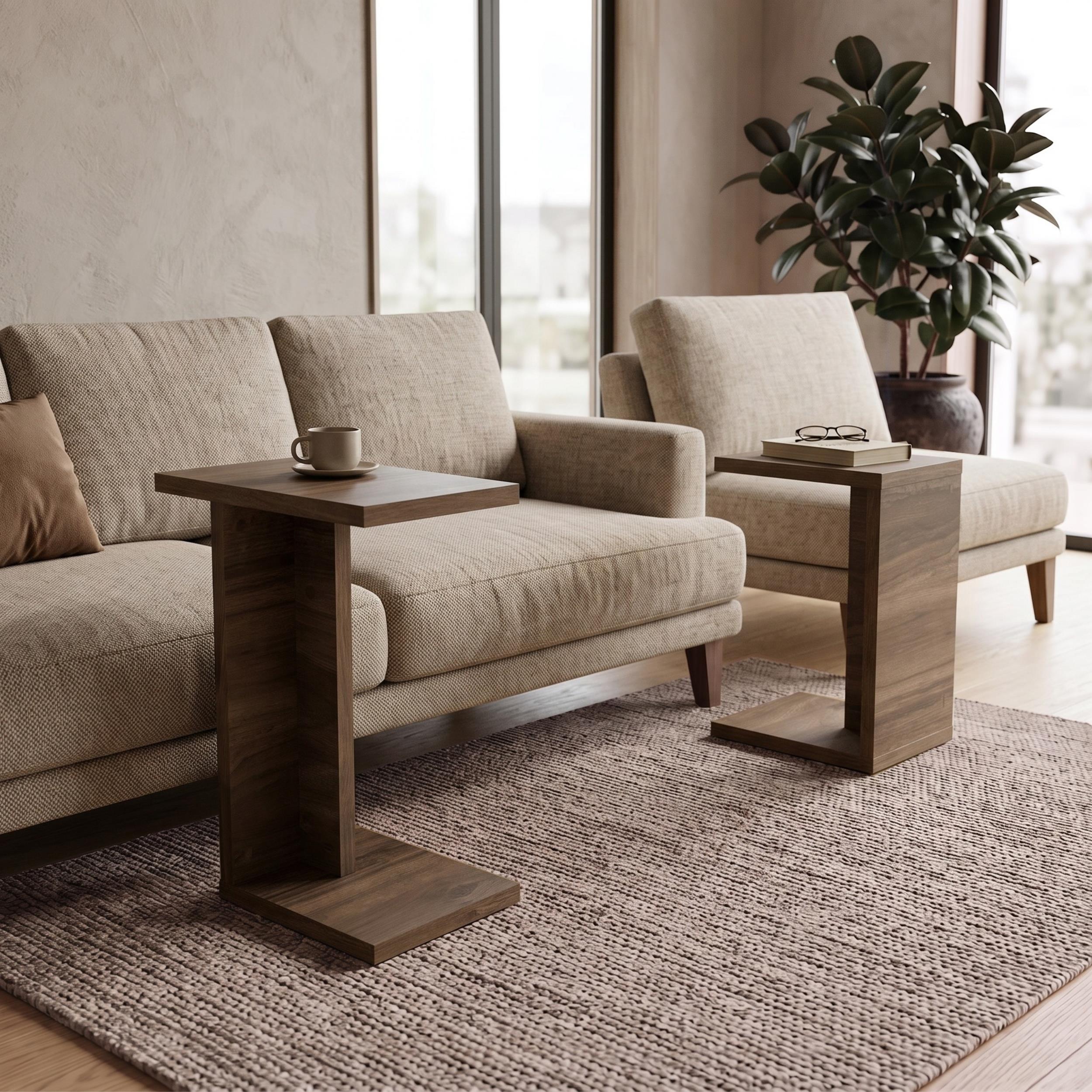 Decortieliving - Nero C-Shaped 2-Part Side Table Set