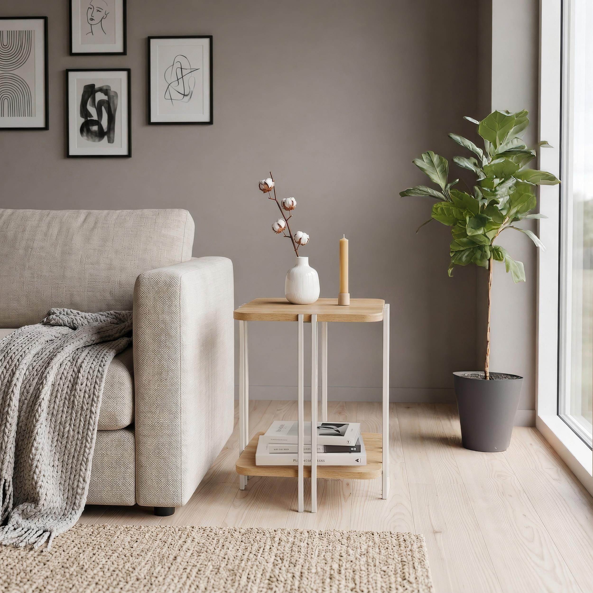Table d'appoint Notus à 2 niveaux avec étagère