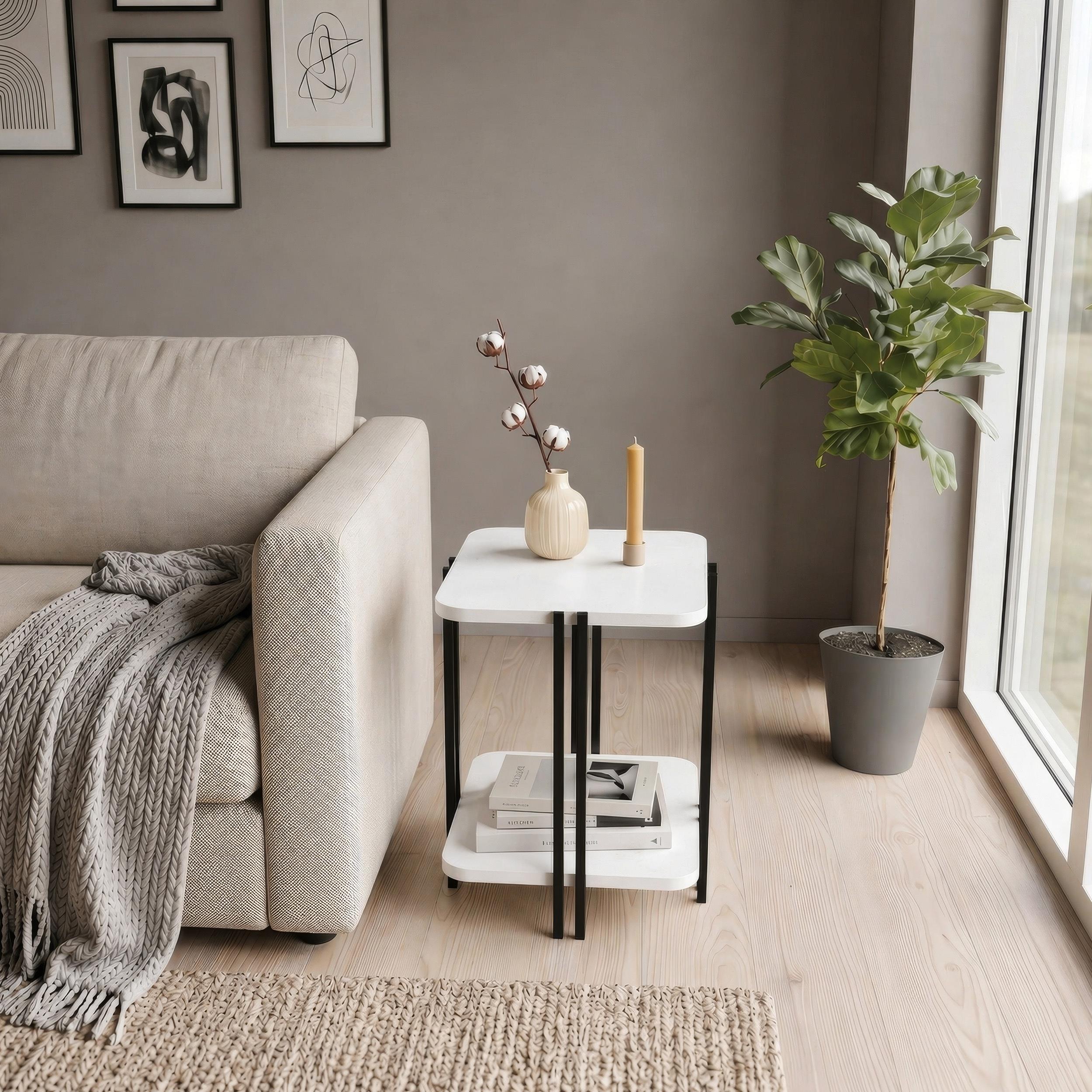 Table d'appoint Notus à 2 niveaux avec étagère