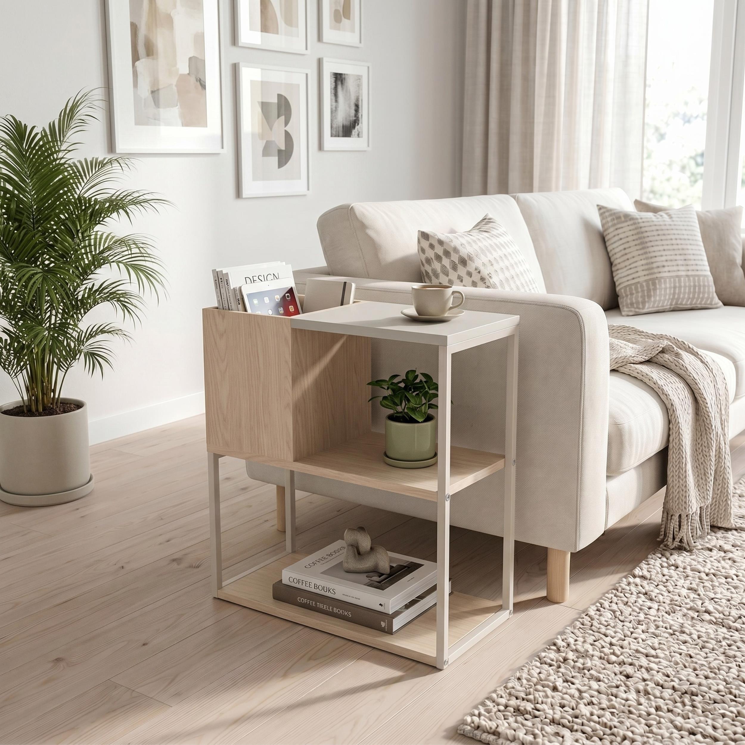 Table d'appoint Tania avec étagères de rangement