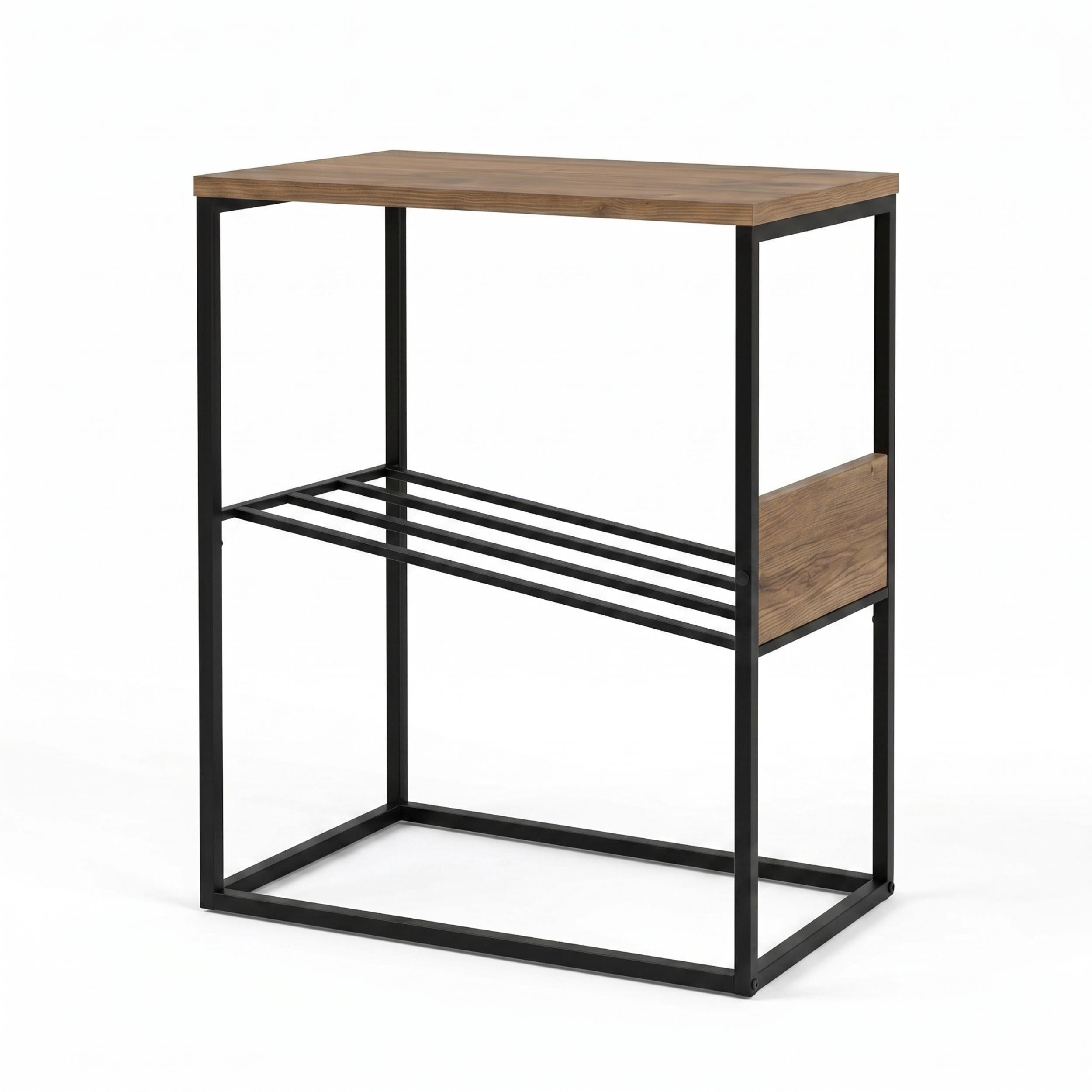 Table d'appoint moderne Tenol avec étagère métallique inclinée