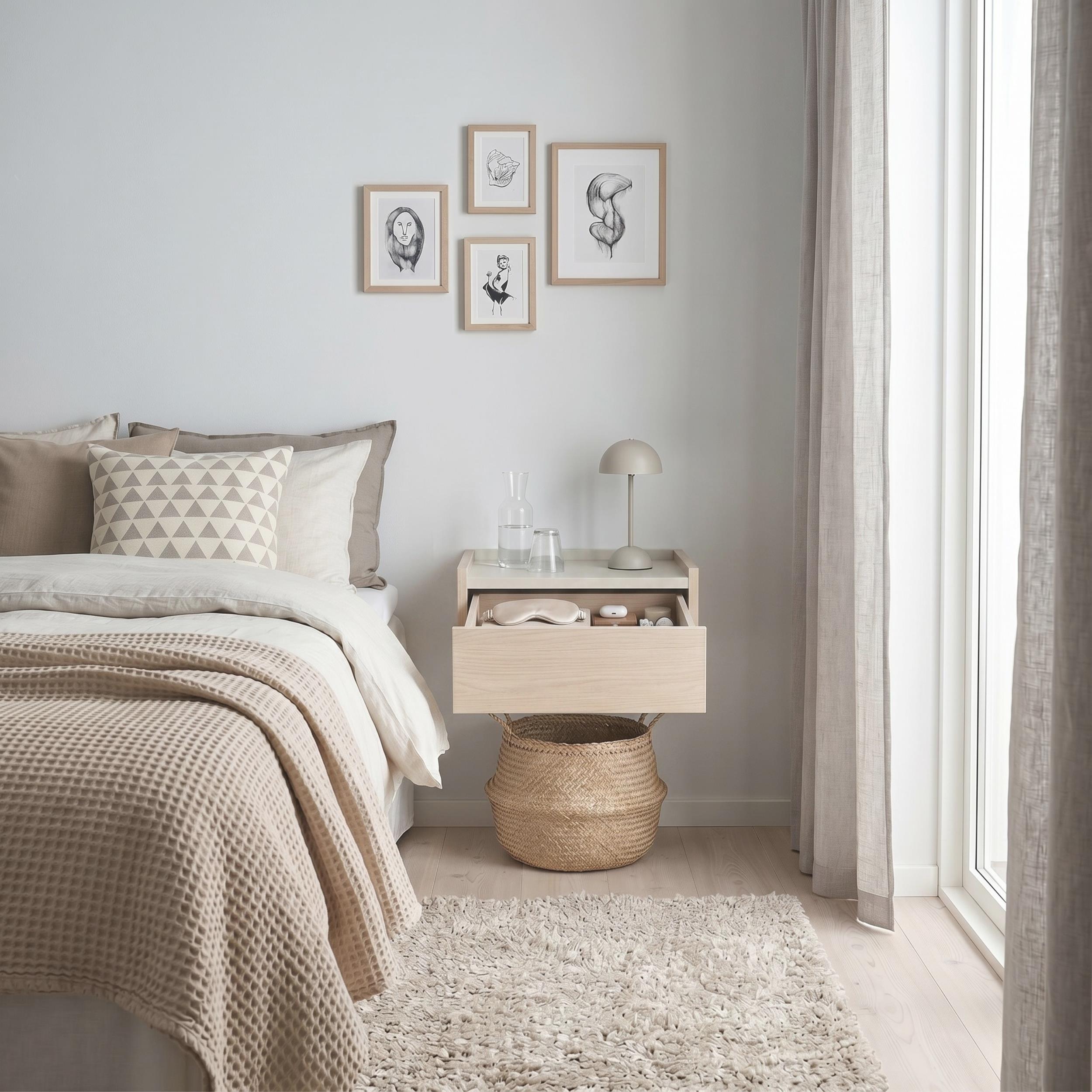 Decortieliving - Brisa Floating Bedside Table with Drawer and Top Shelf