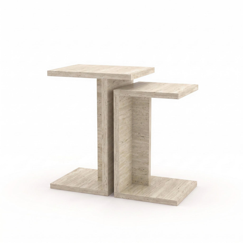 Decortieliving - Nero C-Shaped 2-Part Side Table Set