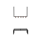 Decortieliving - Roya Hall Set Shoe Rack, 5 Metal Hook Wall Rail Black 72 x 30 x 50.2 cm