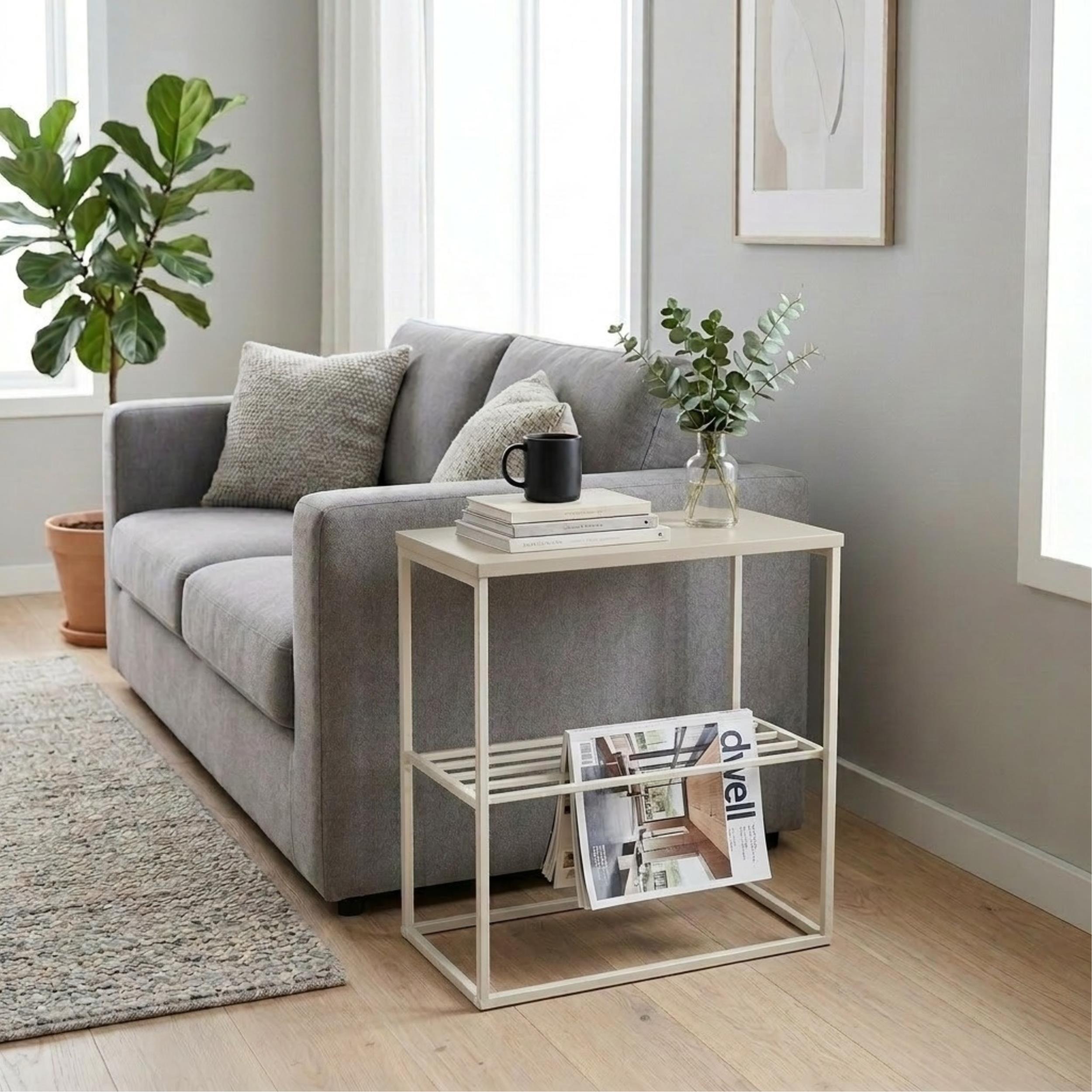 Table d'appoint Teno avec étagère de rangement