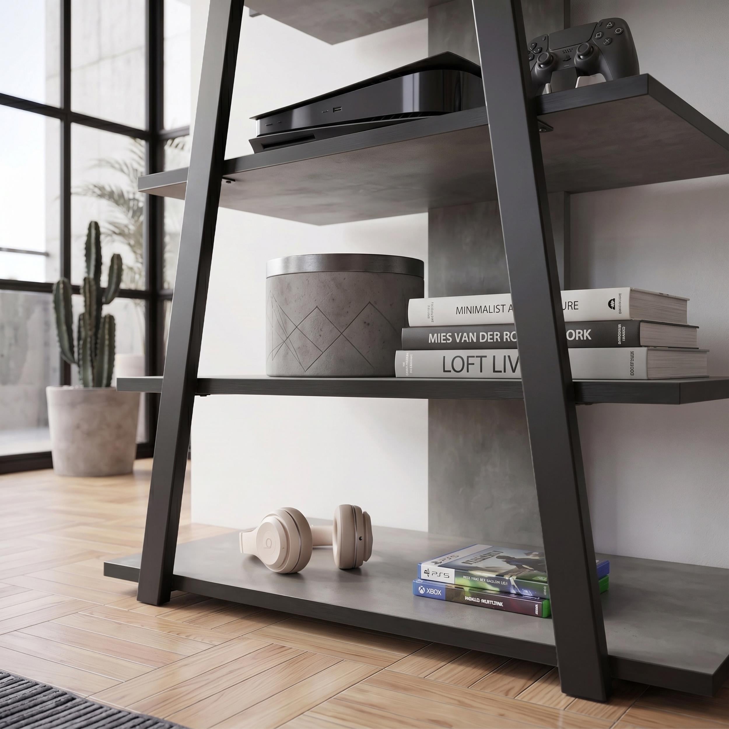 Meuble TV Lyno d'angle avec étagères ouvertes
