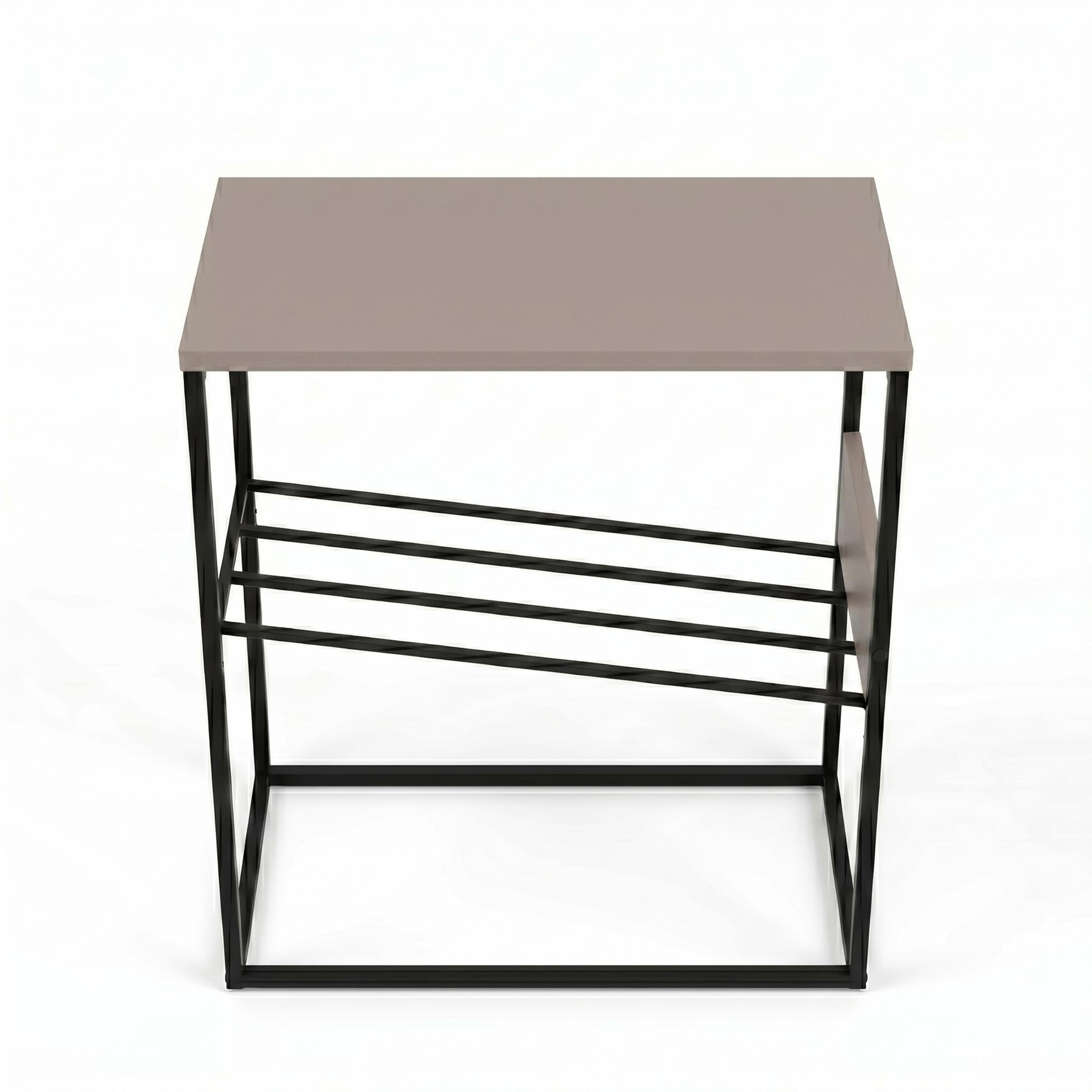 Table d'appoint moderne Tenol avec étagère métallique inclinée