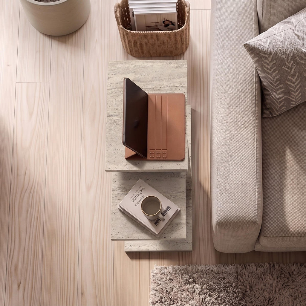 Decortieliving - Nero C-Shaped 2-Part Side Table Set