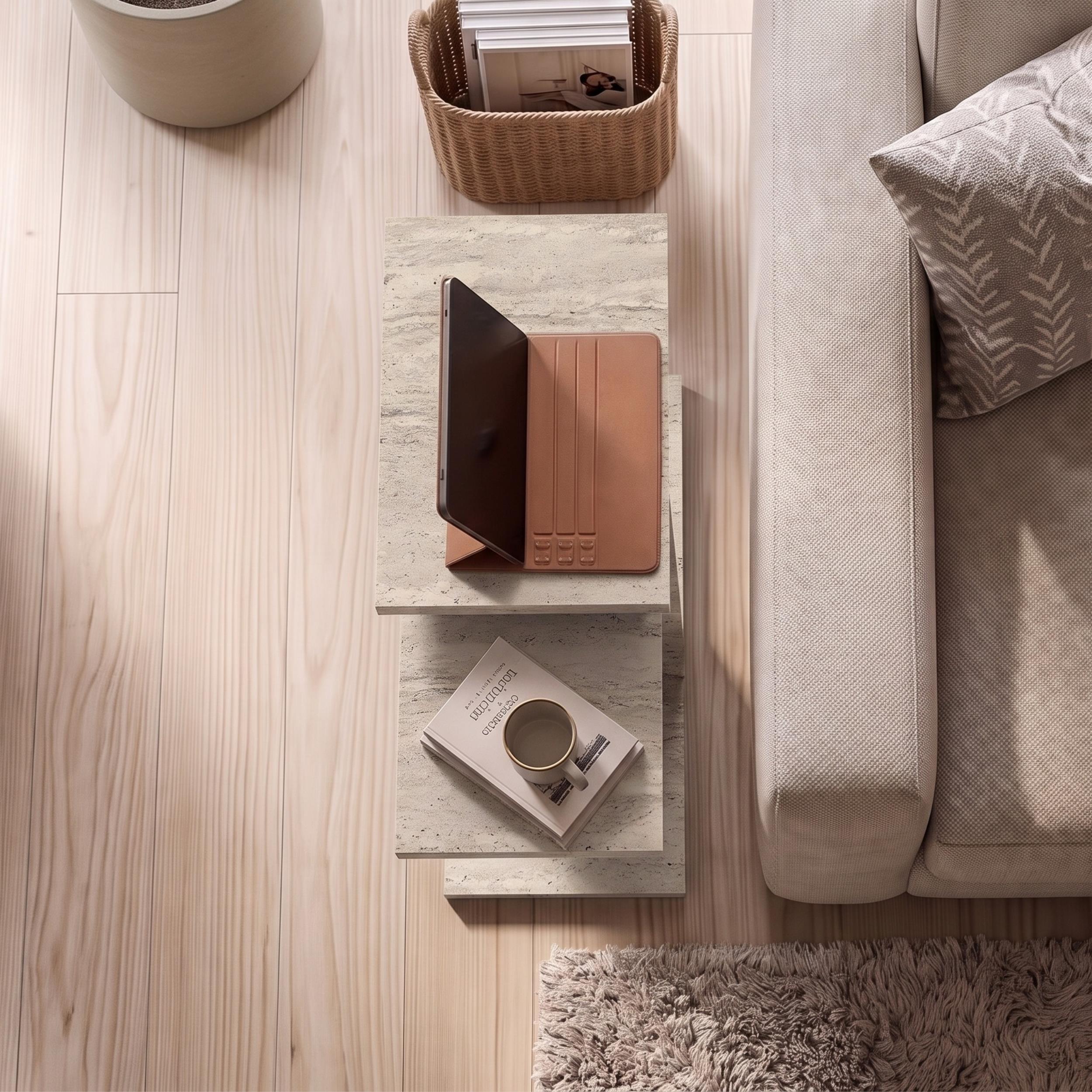 Decortieliving - Nero C-Shaped 2-Part Side Table Set