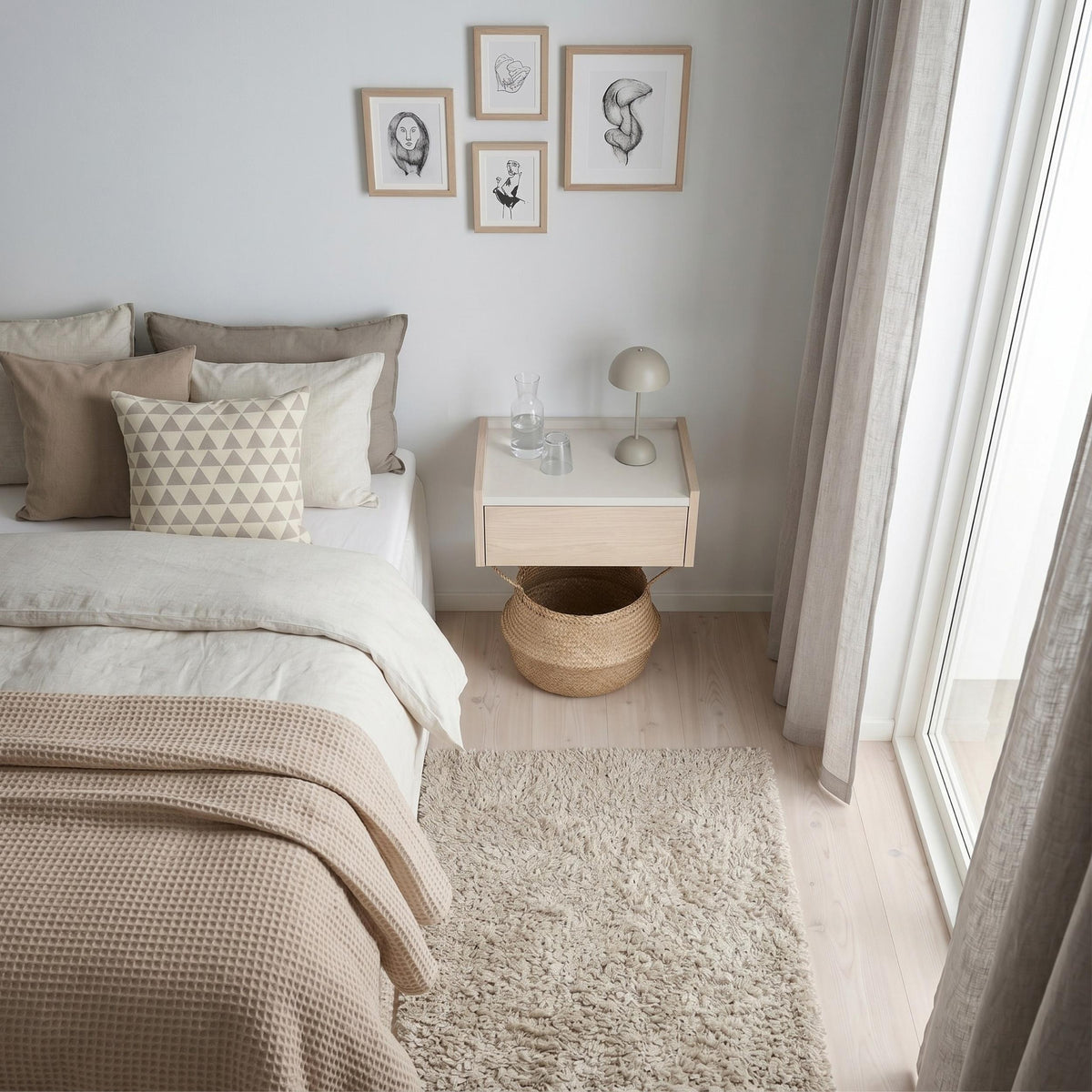 Decortieliving - Brisa Floating Bedside Table with Drawer and Top Shelf