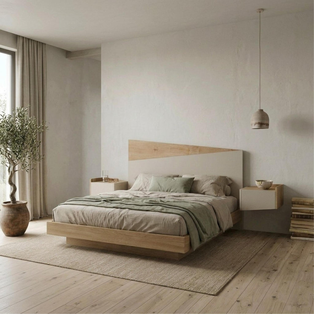Decortieliving - Diago Wall Mounted Headboard for King Size Bed Oak, Sandstone 160x74 cm