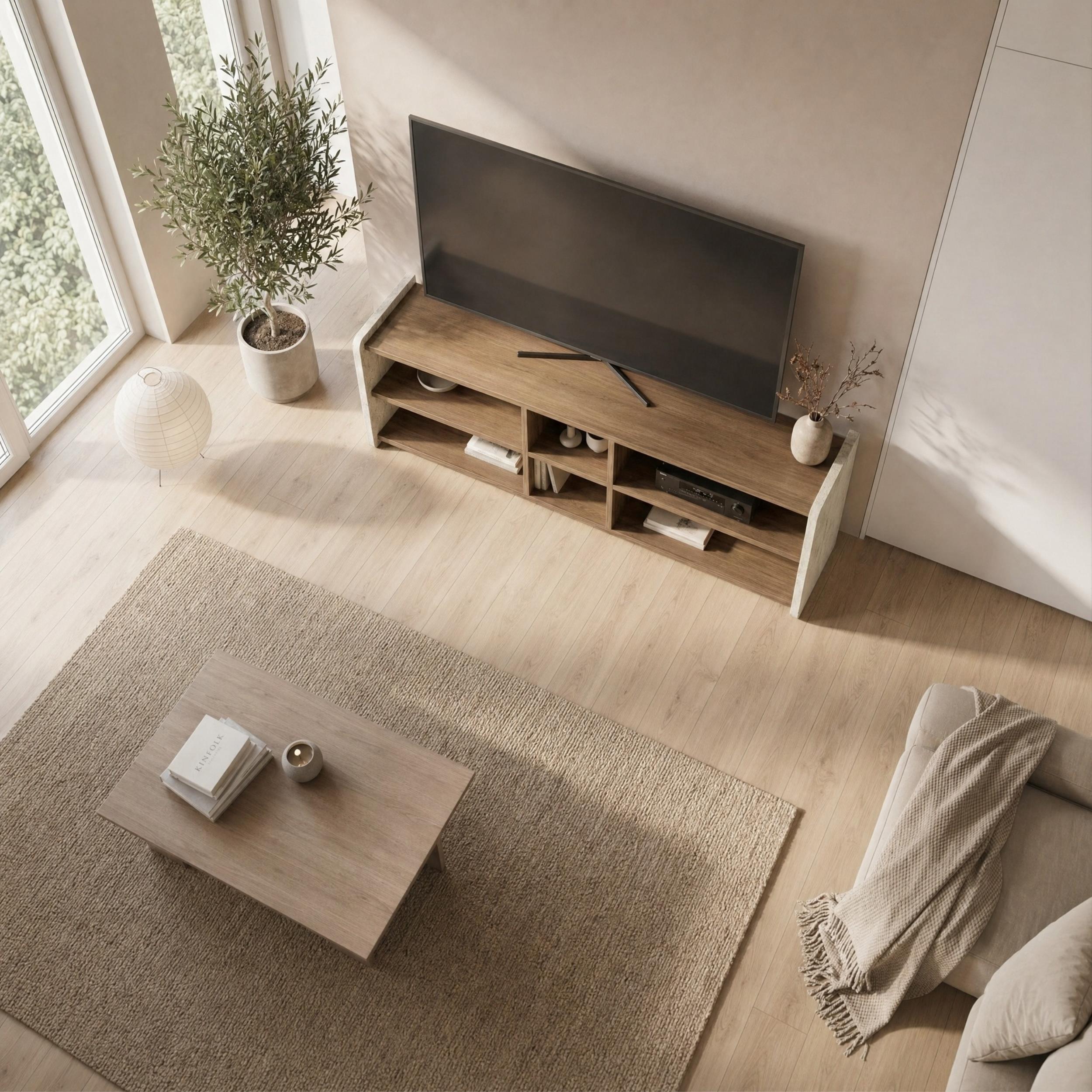 Meuble TV moderne Bige avec étagères ouvertes 150 cm