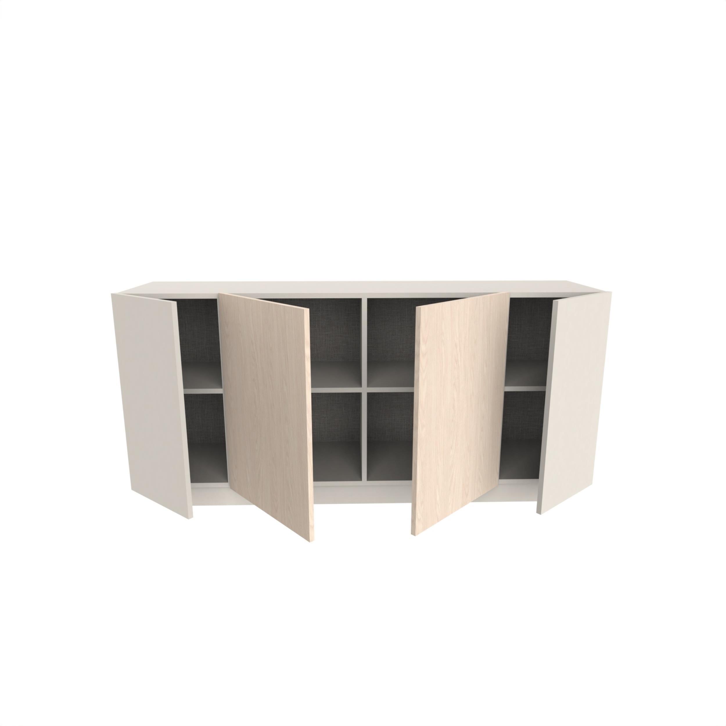 Decortieliving - Victor Console Sideboard 4 Doors Sandstone Sonoma Oak White 170 x 42.1 x 80.3 cm