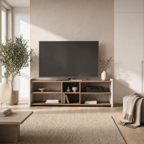 Meuble TV moderne Bige avec étagères ouvertes 150 cm