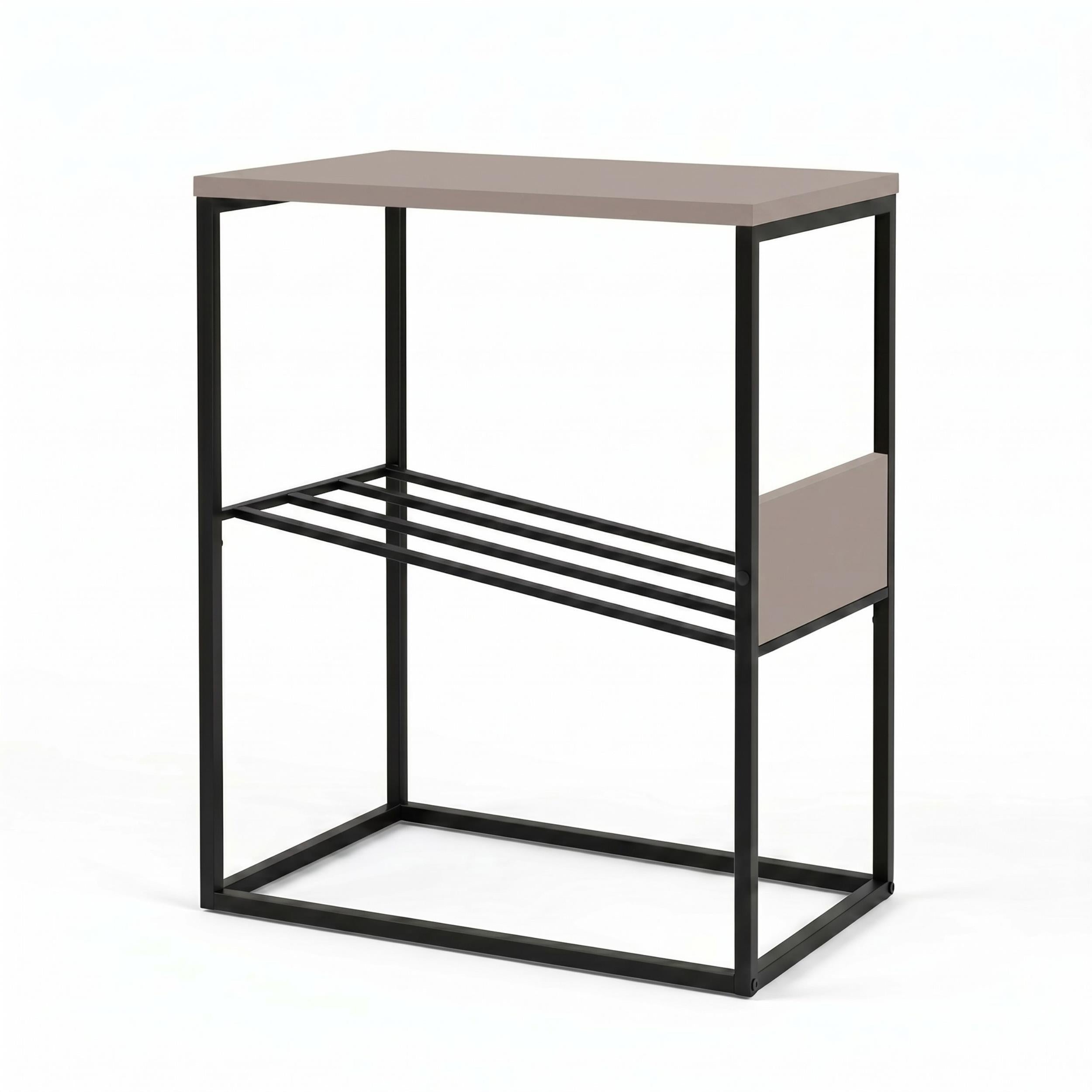 Table d'appoint moderne Tenol avec étagère métallique inclinée