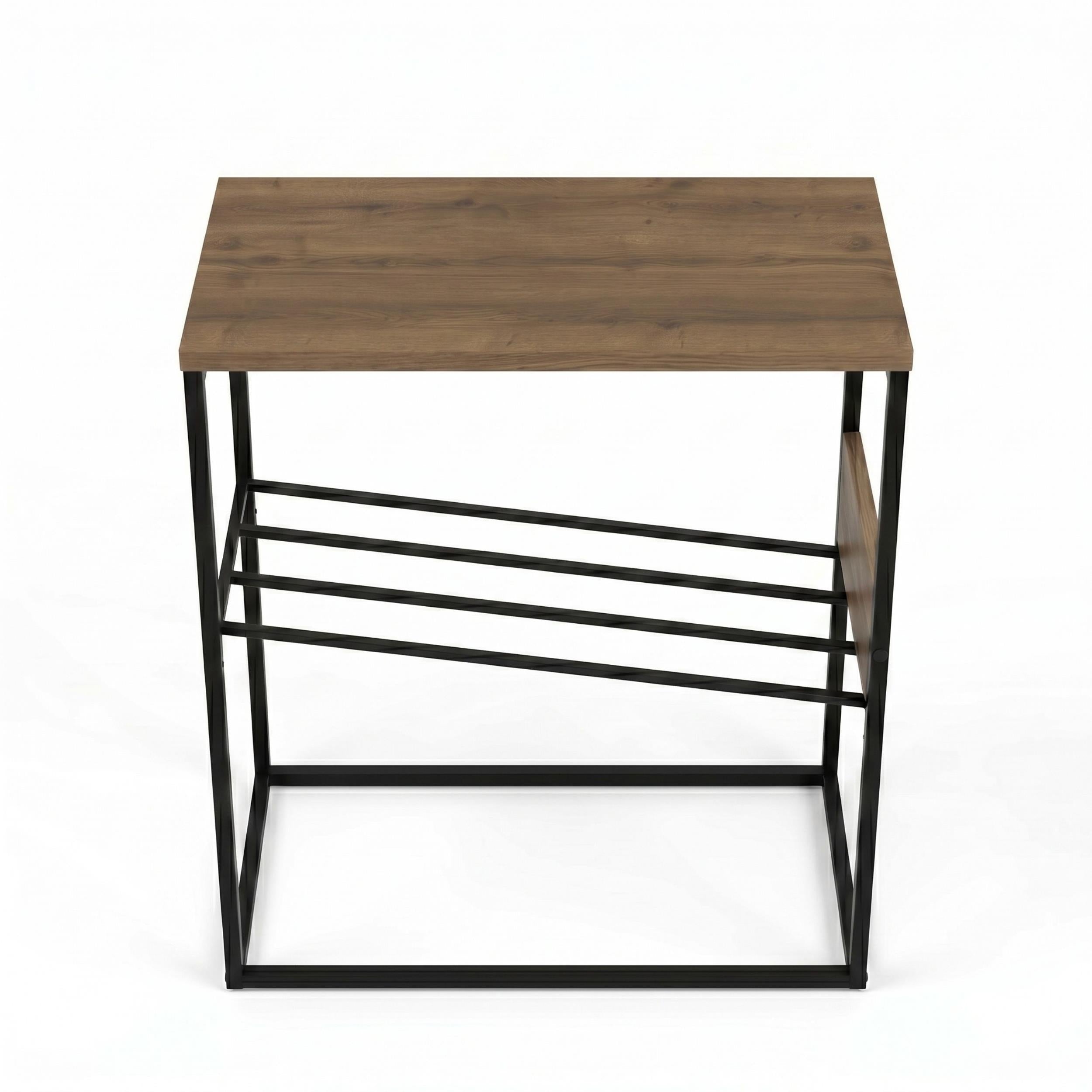 Table d'appoint moderne Tenol avec étagère métallique inclinée