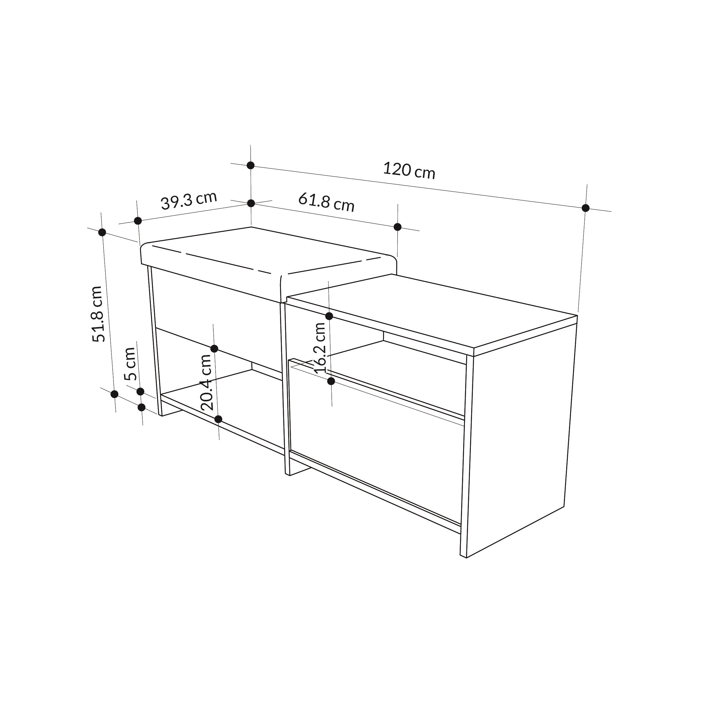 Banc à chaussures Filux – Banc de couloir moderne avec rangement