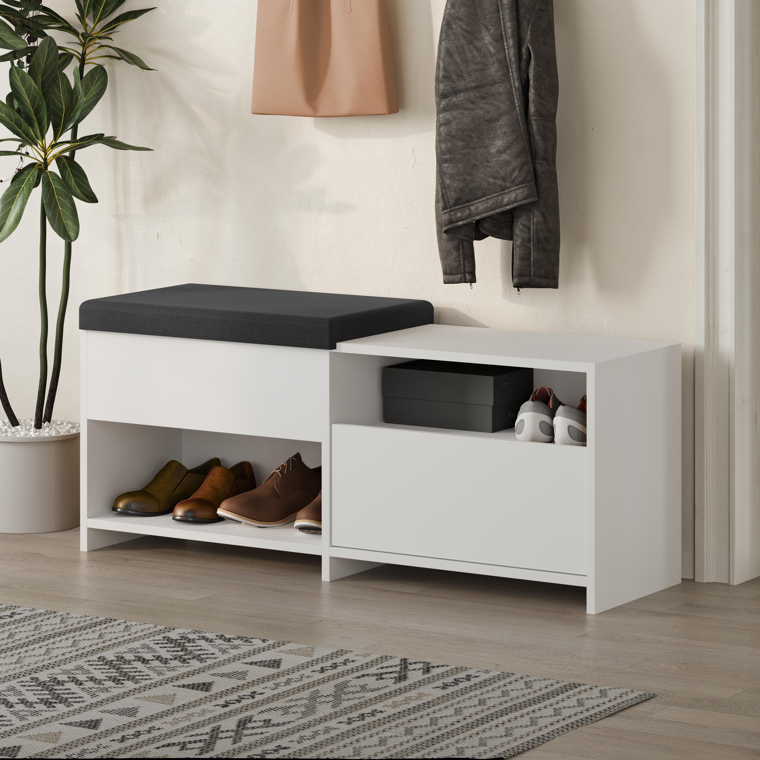 Banc à chaussures Filux – Banc de couloir moderne avec rangement