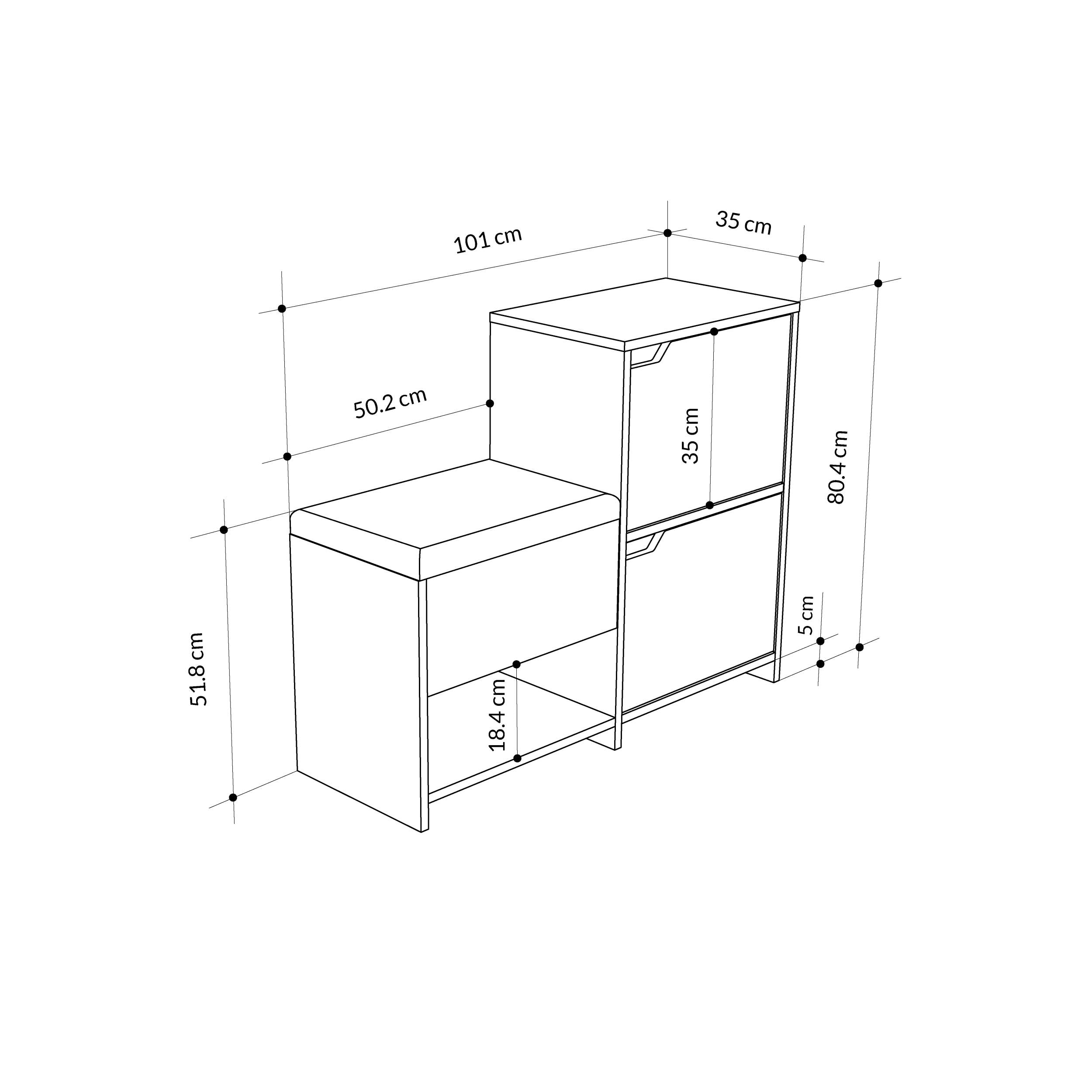Banc à chaussures Haven – Meuble de rangement d’entrée en forme d'escalier de 101 cm avec assise