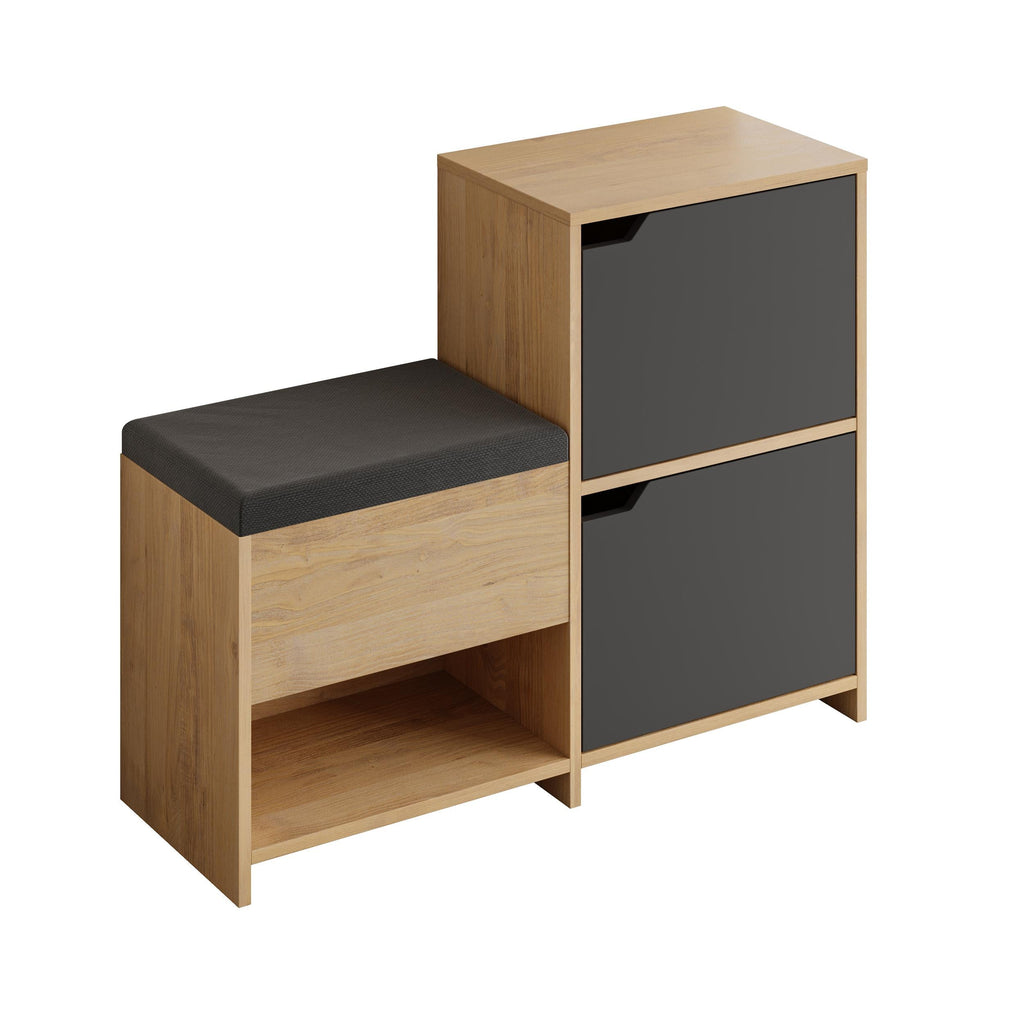 Banc à chaussures Haven – Meuble de rangement d’entrée en forme d'escalier de 101 cm avec assise