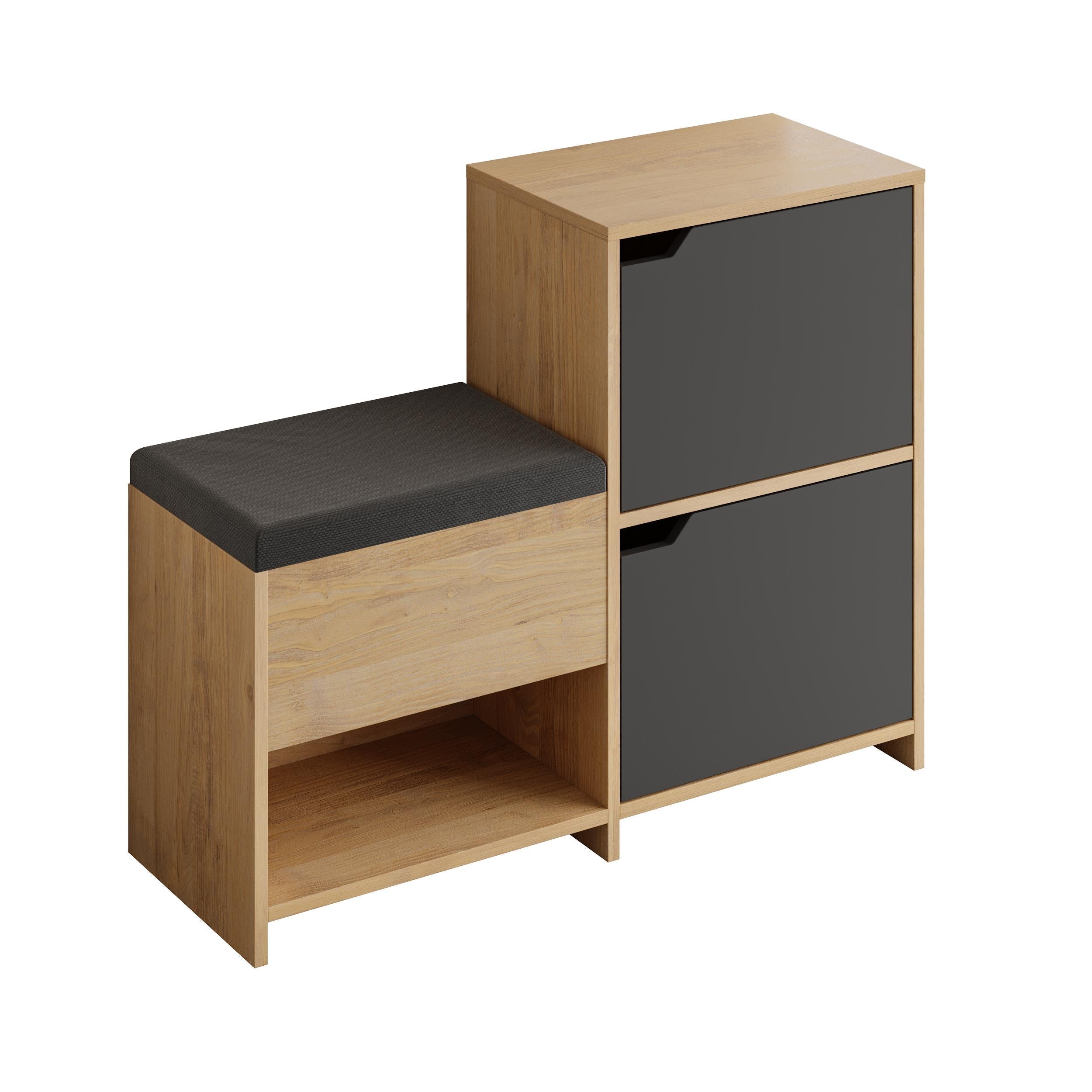 Banc à chaussures Haven – Meuble de rangement d’entrée en forme d'escalier de 101 cm avec assise