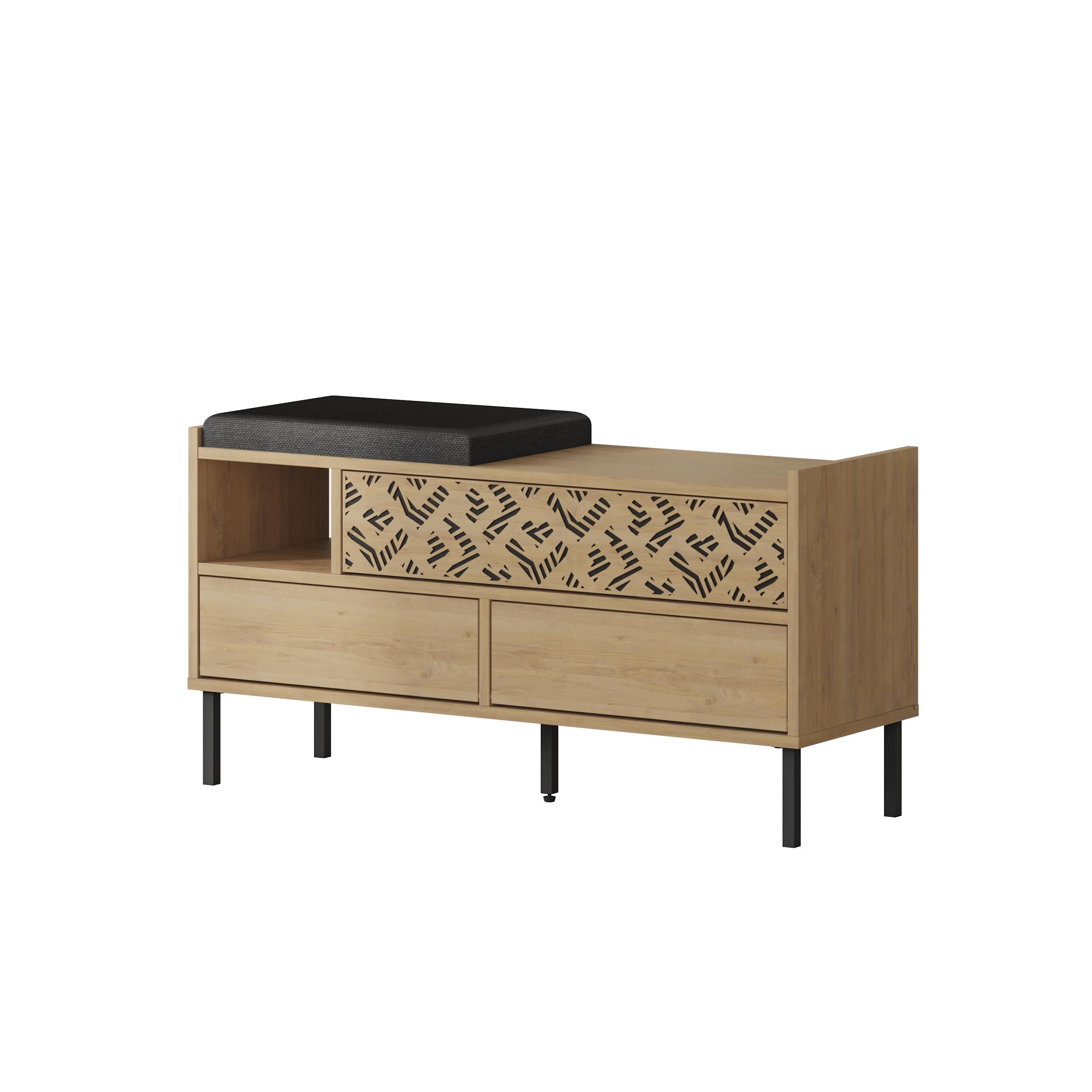 Banc à chaussures moderne Heaton – Meuble à chaussures d'entrée 3 portes avec assise